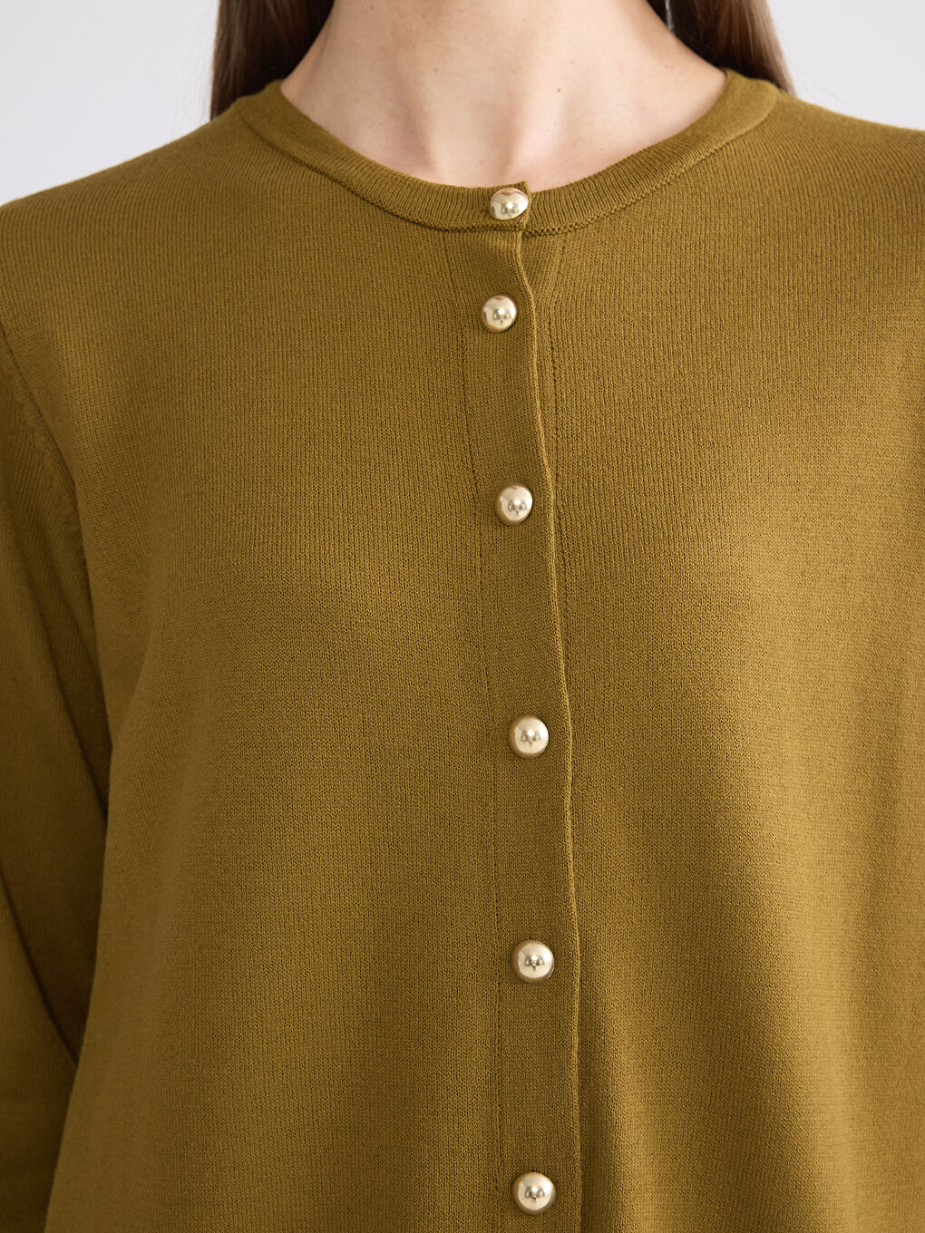 Yeşil Bisiklet Yaka Kadın Triko Hırka-2