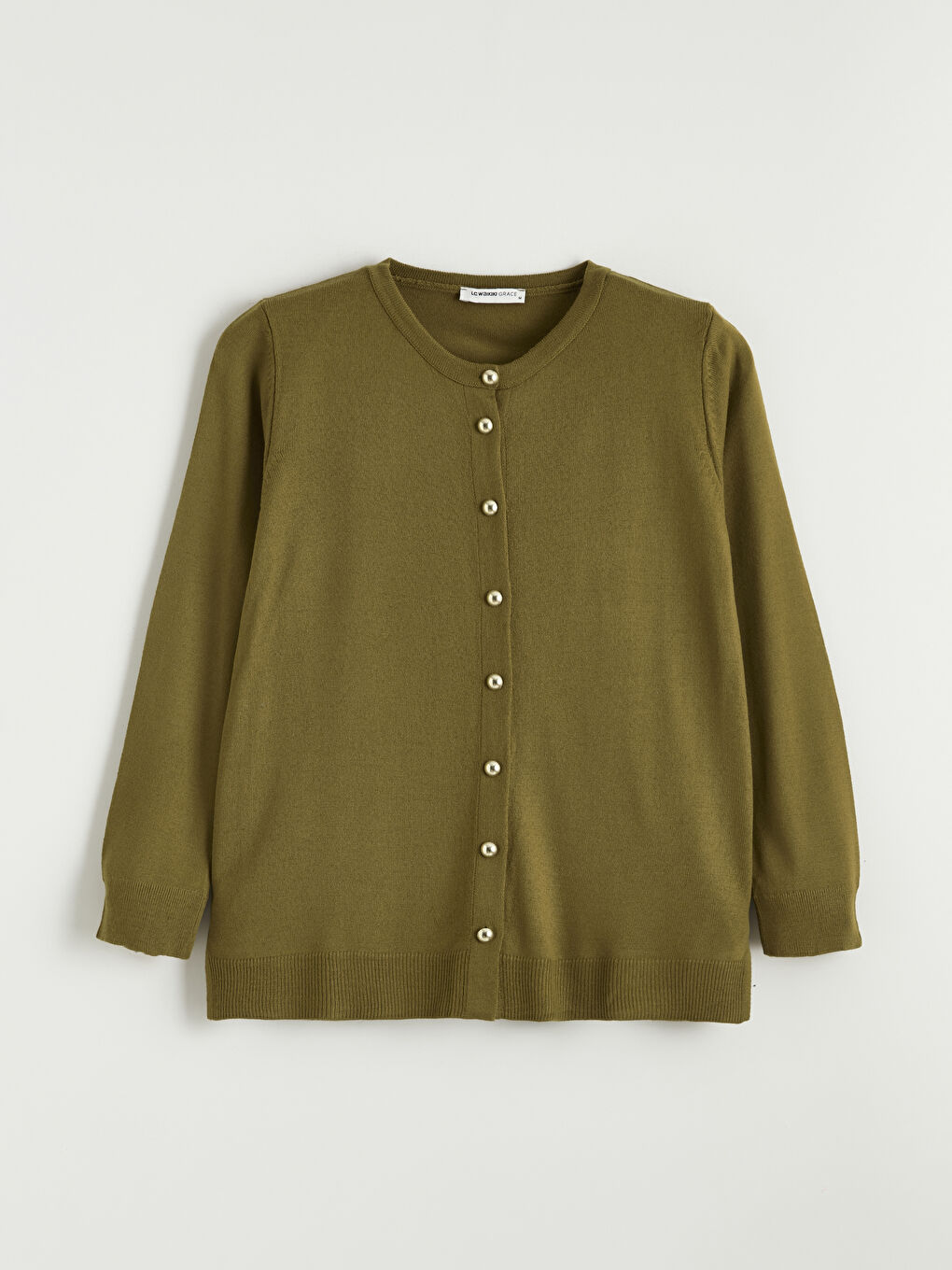 Yeşil Bisiklet Yaka Kadın Triko Hırka-4