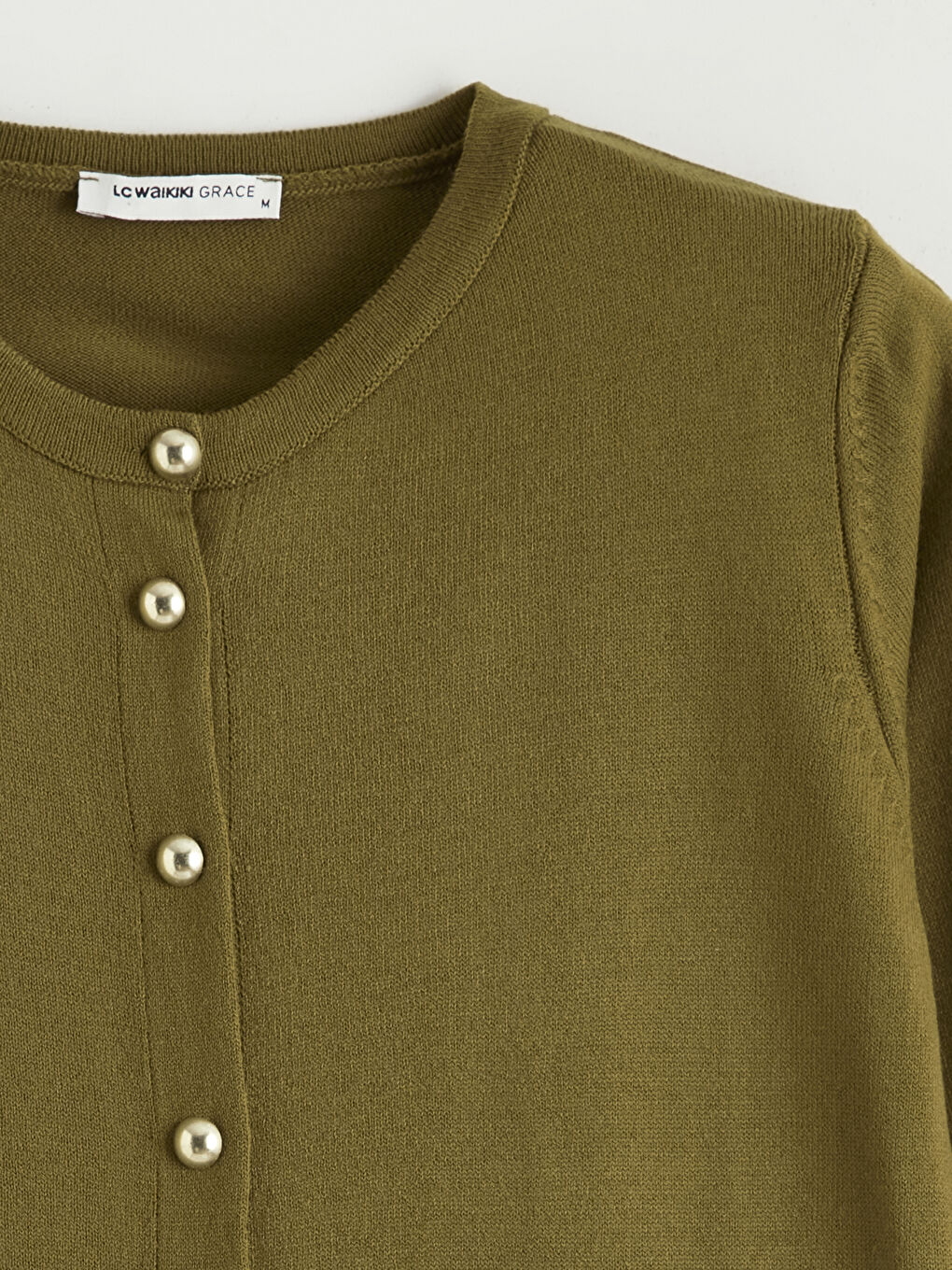 Yeşil Bisiklet Yaka Kadın Triko Hırka-5