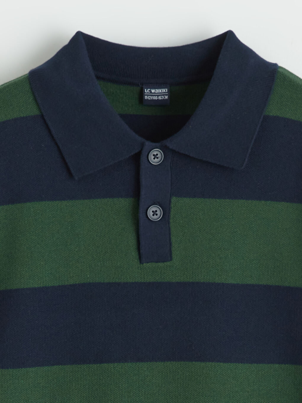 Boys' Striped Polo Neck Knit Sweater-1