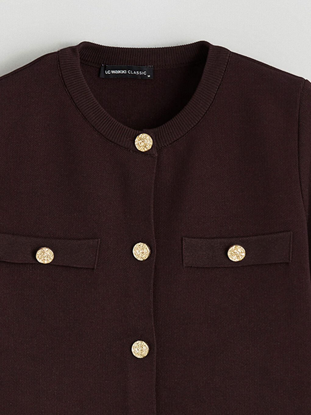 Bordo Bisiklet Yaka Kadın Triko Hırka-5