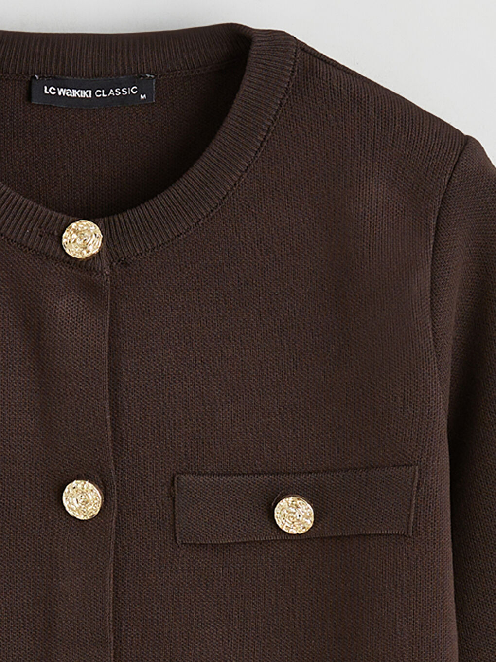 Kahverengi Bisiklet Yaka Kadın Triko Hırka-5