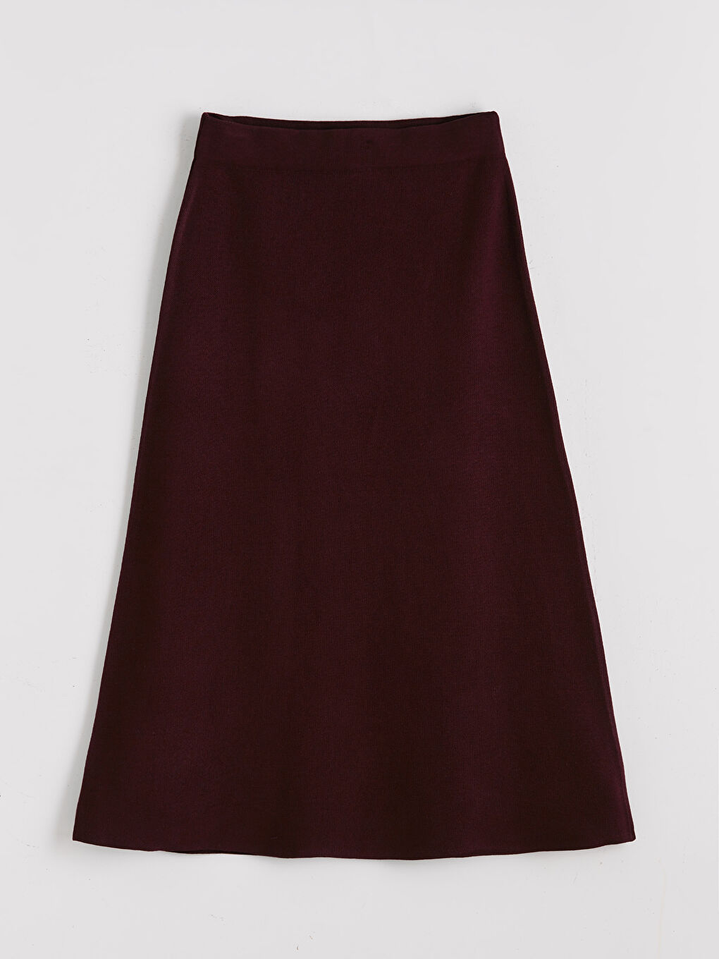 Bordo Beli Lastikli A Kesim Triko Etek-4