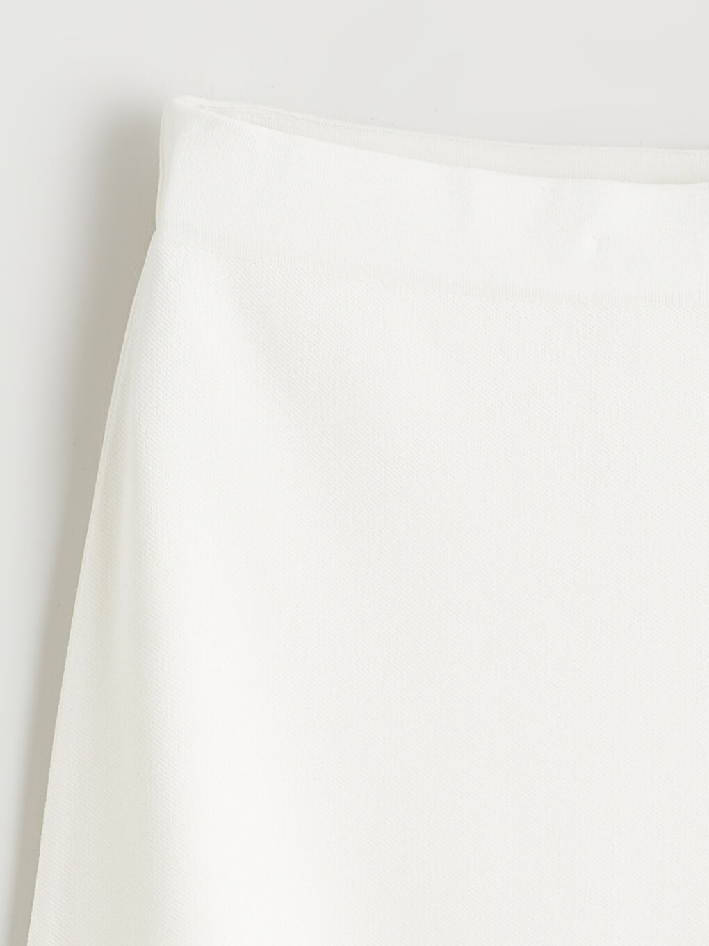 Ekru Beli Lastikli A Kesim Triko Etek-5