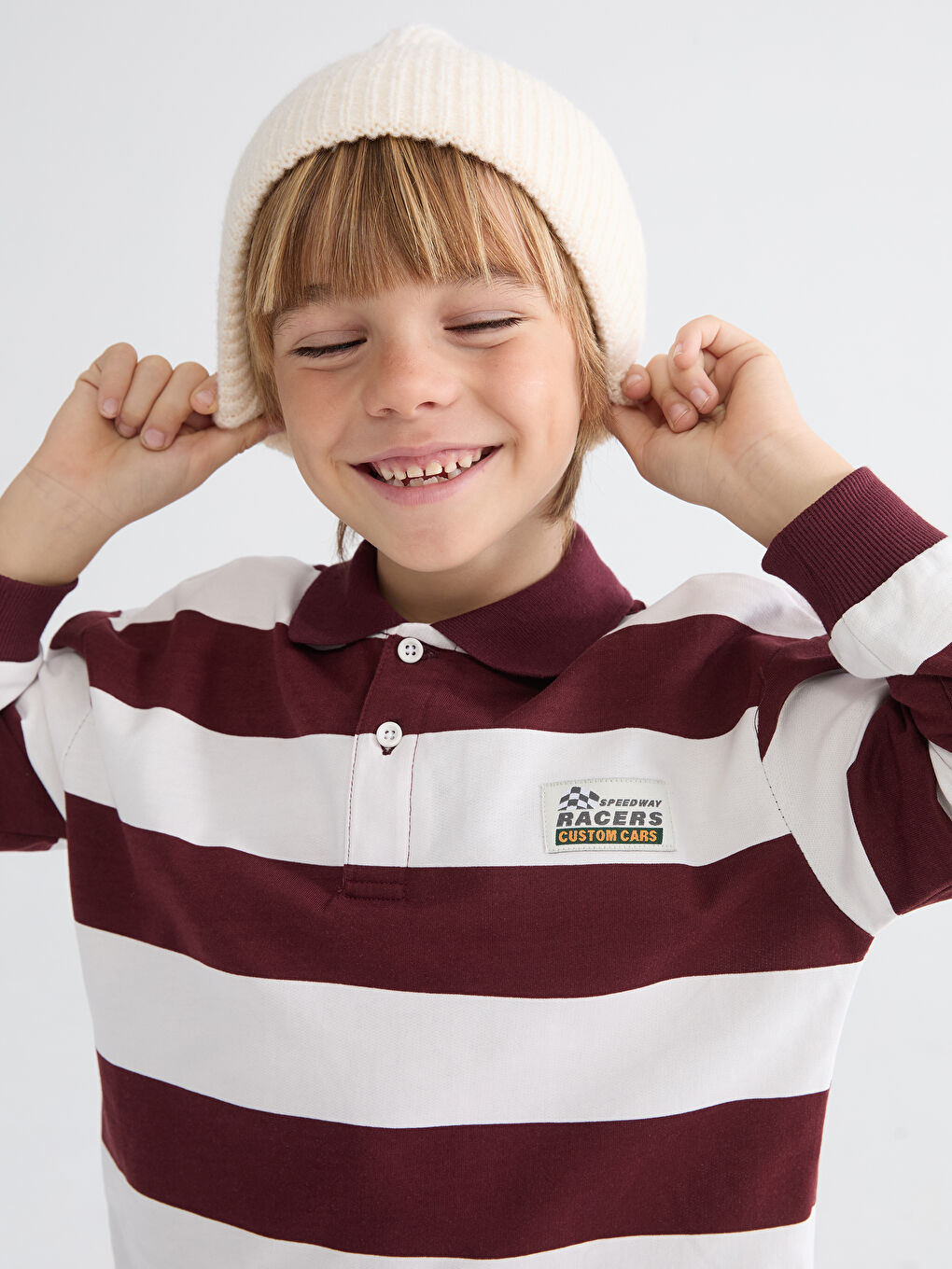 Polo Neck Striped Boys' T-Shirt
