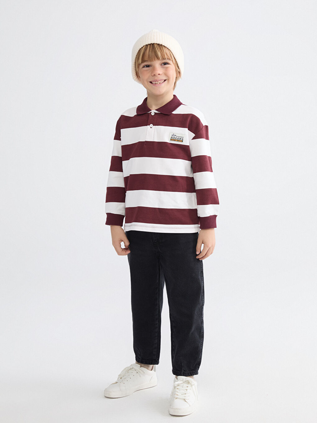 Polo Neck Striped Boys' T-Shirt-1