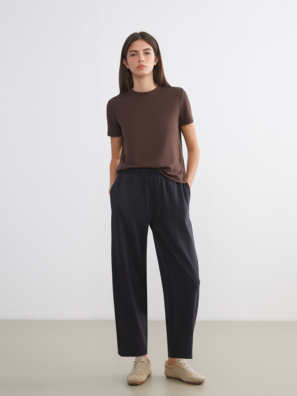 Siyah Beli Lastikli Kadın Eşofman Altı