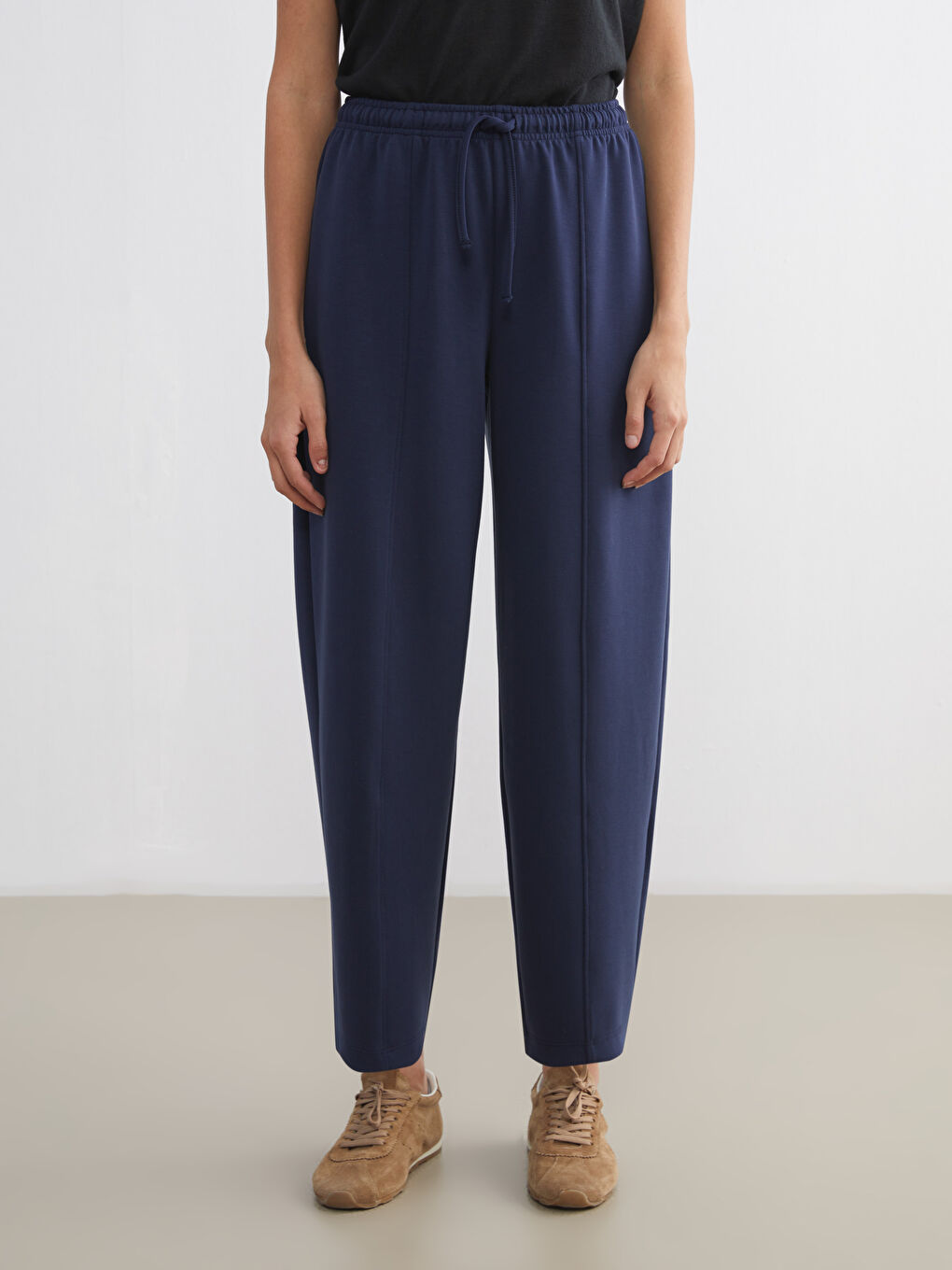 Lacivert Beli Lastikli Kadın Eşofman Altı-1