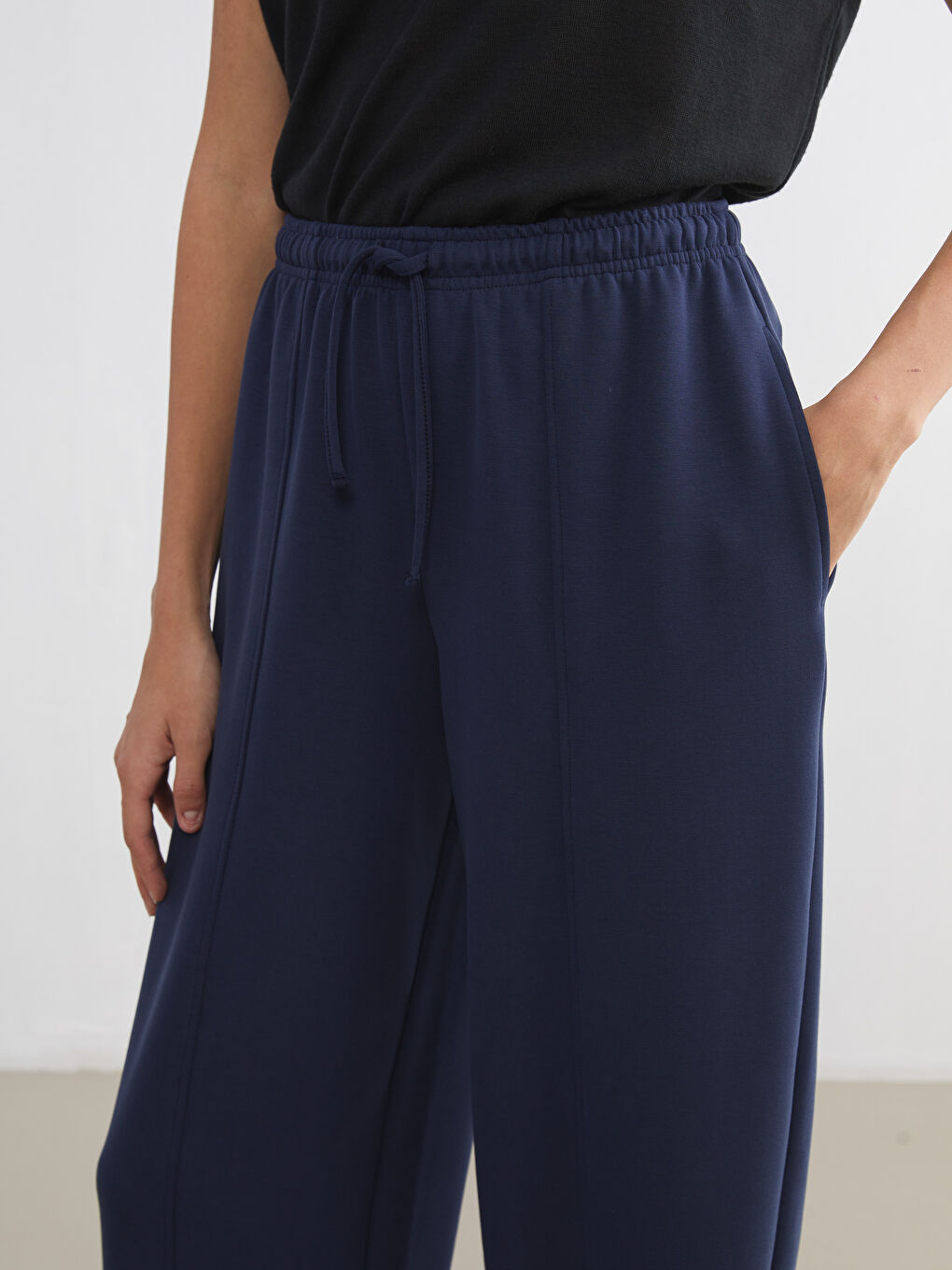 Lacivert Beli Lastikli Kadın Eşofman Altı-2