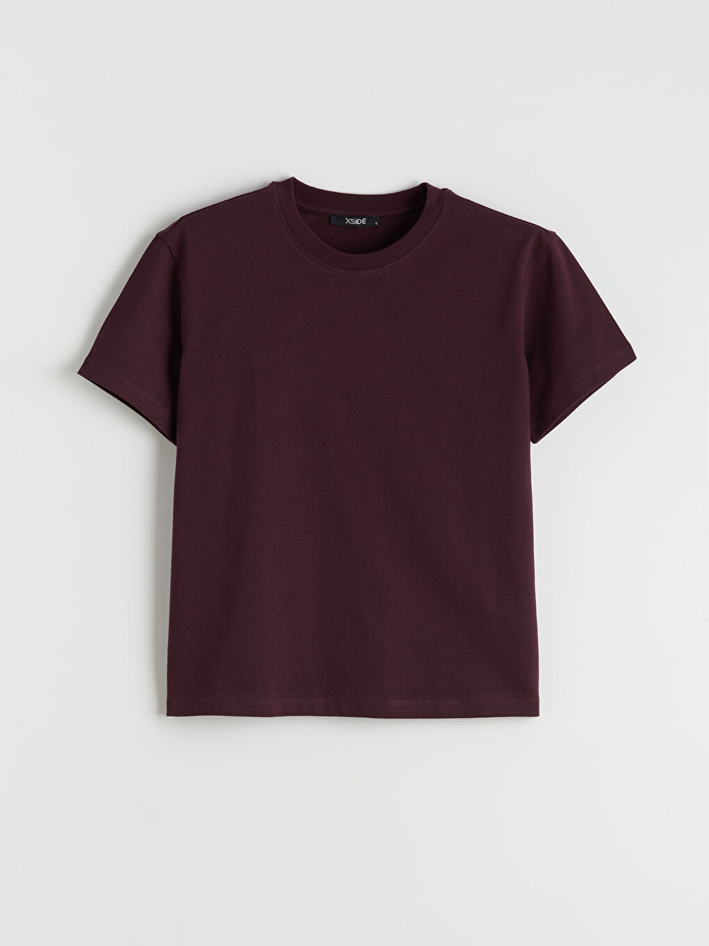 Bordo Bisiklet Yaka Kadın Tişört-5