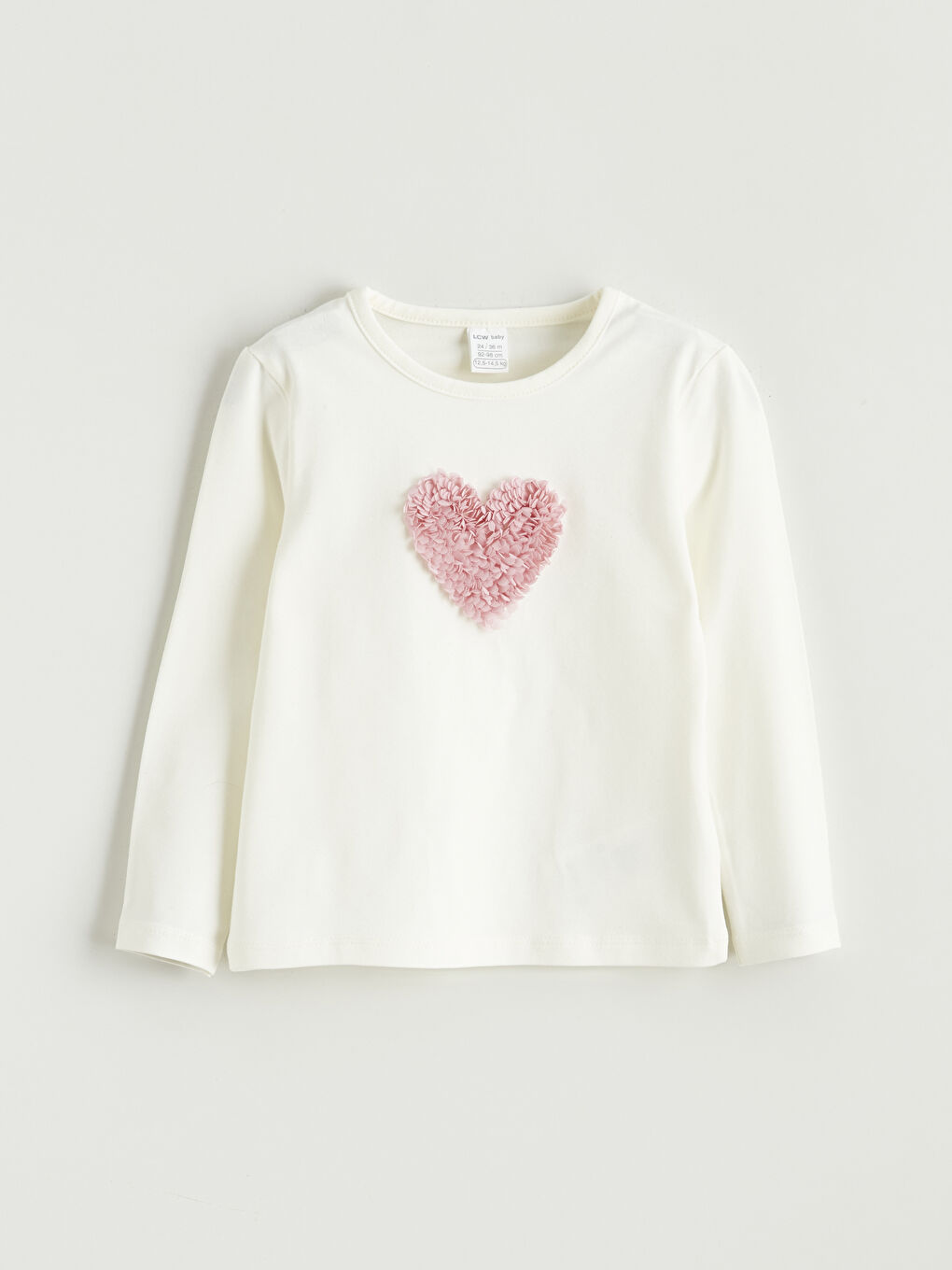 Ekru Bisiklet Yaka Kız Bebek Tişört