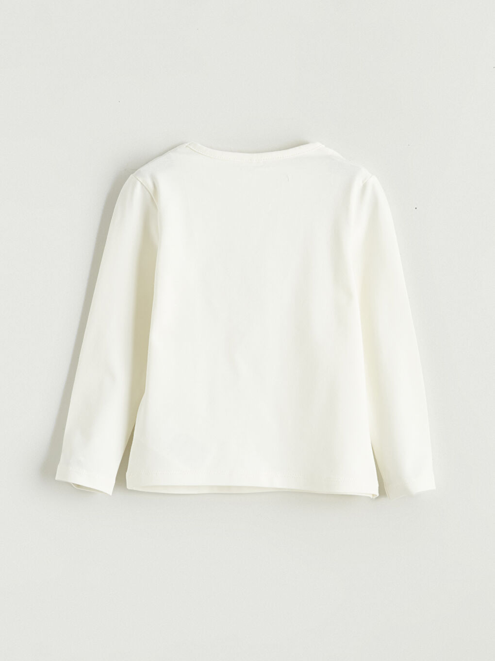 Ekru Bisiklet Yaka Kız Bebek Tişört-1