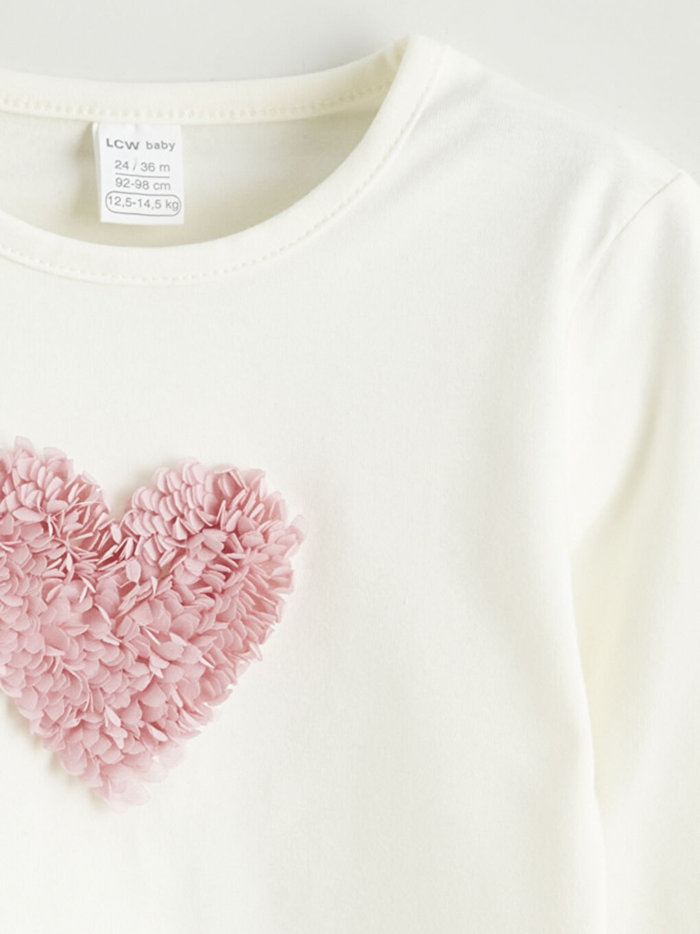 Ekru Bisiklet Yaka Kız Bebek Tişört-2