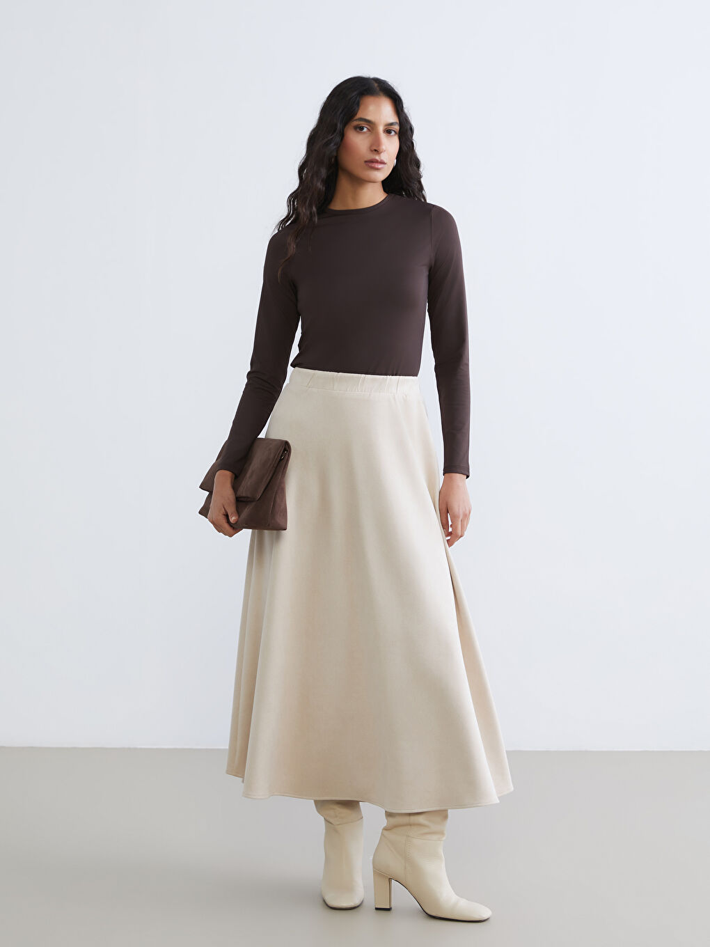 Kahverengi Bisiklet Yaka Kadın Body-1