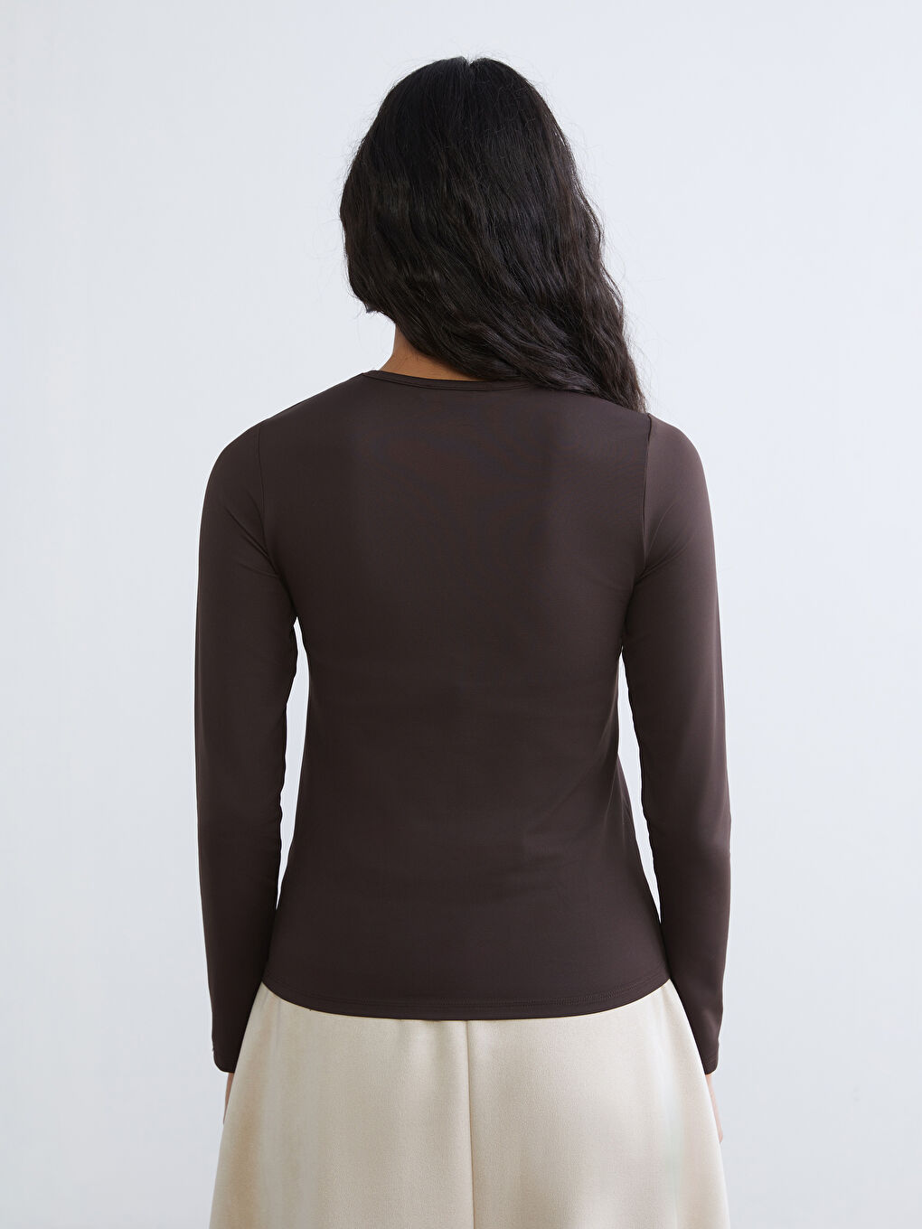 Kahverengi Bisiklet Yaka Kadın Body-3