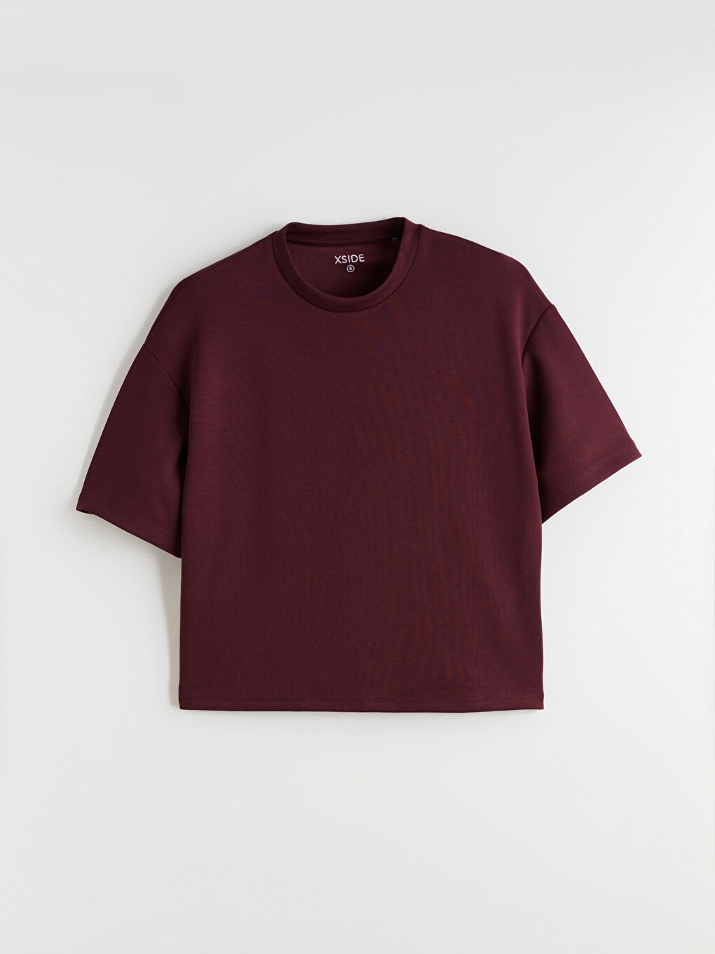 Mürdüm Bisiklet Yaka Oversize Kadın Tişört-4