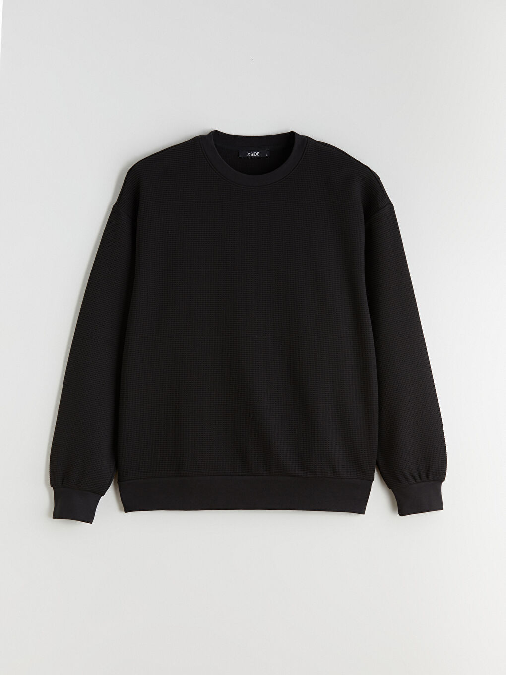 Siyah Bisiklet Yaka Erkek Sweatshirt-4