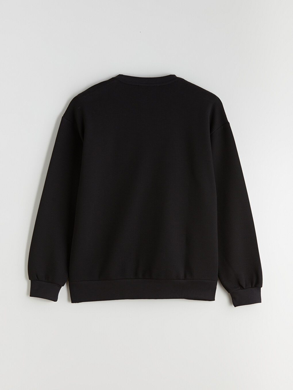 Siyah Bisiklet Yaka Erkek Sweatshirt-5