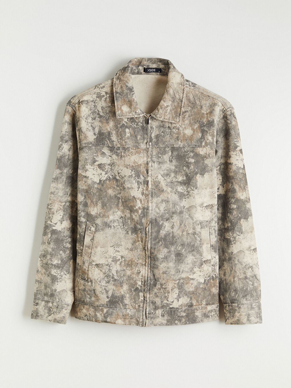 Gri Rahat Kalıp Uzun Kollu Gabardin Erkek Gömlek Ceket-5