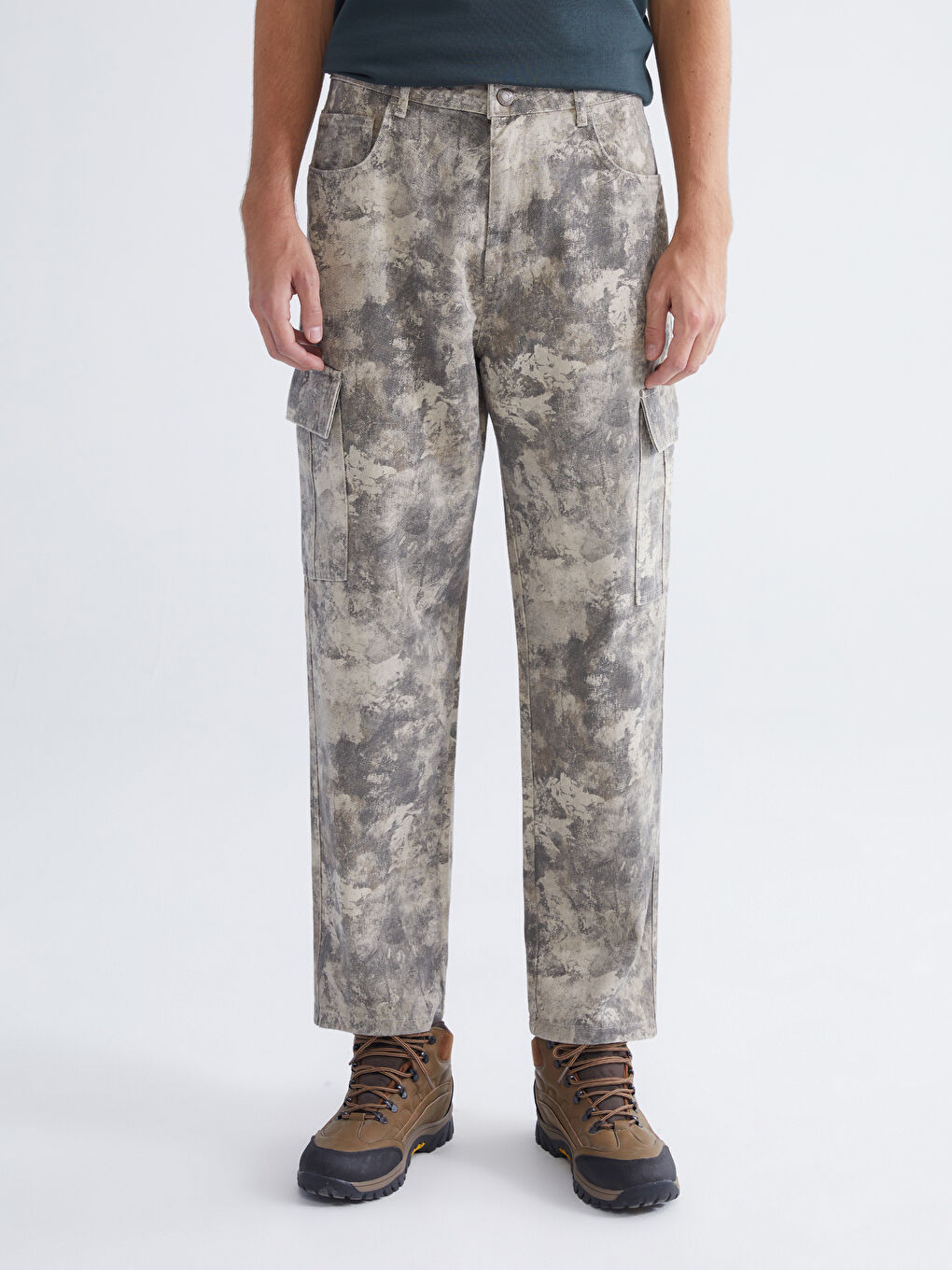 Gri Standart Kalıp Erkek Kargo Pantolon-1