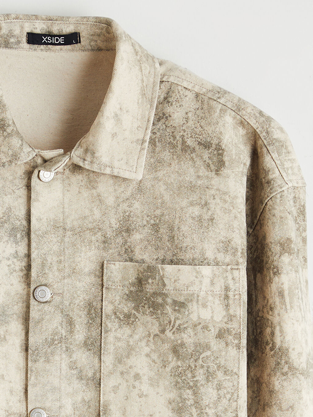 Gri Rahat Kalıp Uzun Kollu Gabardin Erkek Gömlek Ceket-6