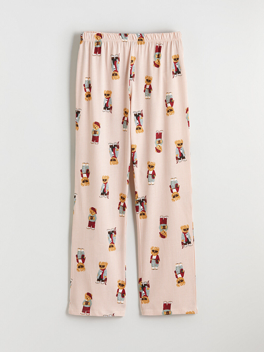 Bej Gömlek Yaka Ayı Teddy Baskılı Kadın Pijama Takımı-7