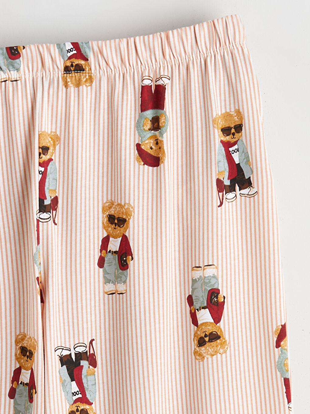 Bej Gömlek Yaka Ayı Teddy Baskılı Kadın Pijama Takımı-8