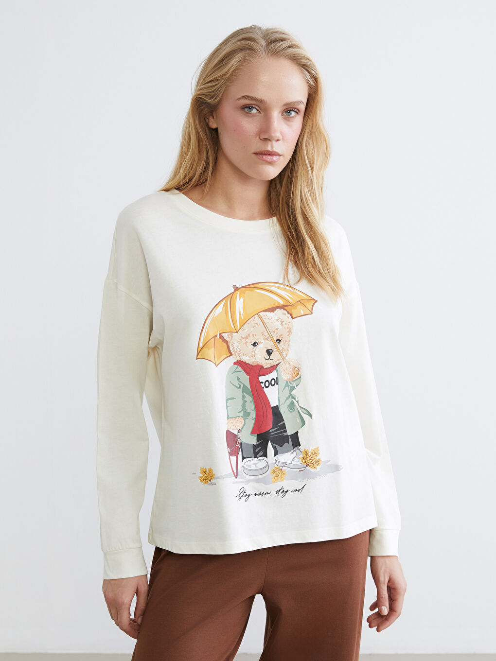 Әйелдер қоңыр Пижама жинағы-1