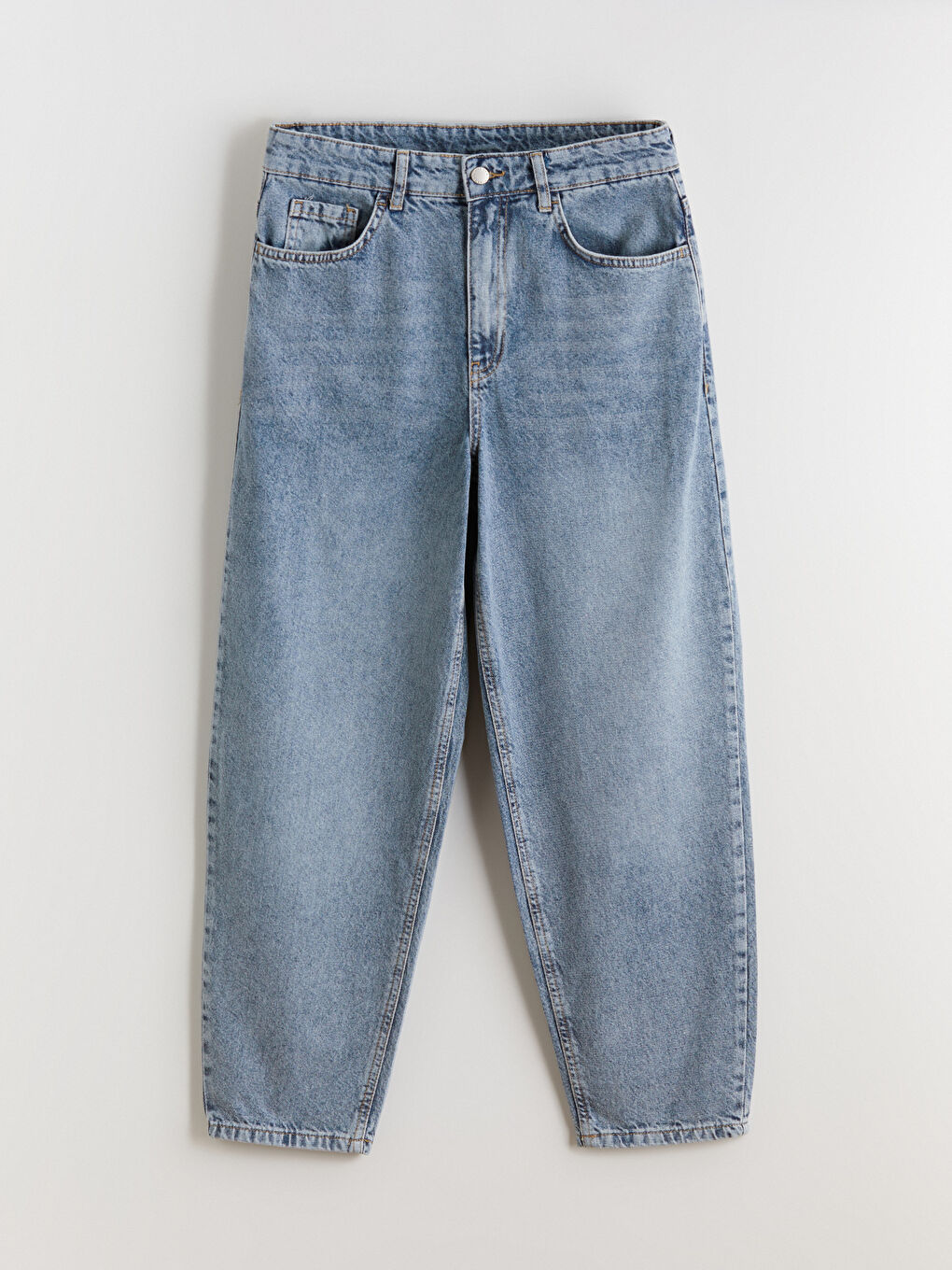 İndigo Barrel Fit Kadın Jean Pantolon-4