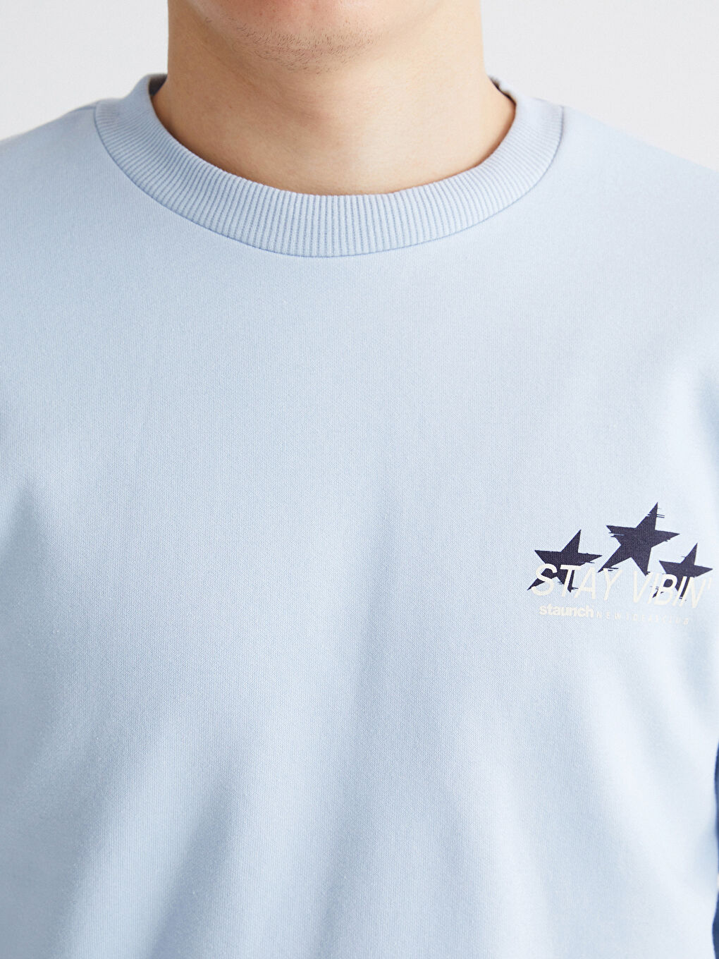 Mavi Bisiklet Yaka Baskılı Erkek Sweatshirt-2