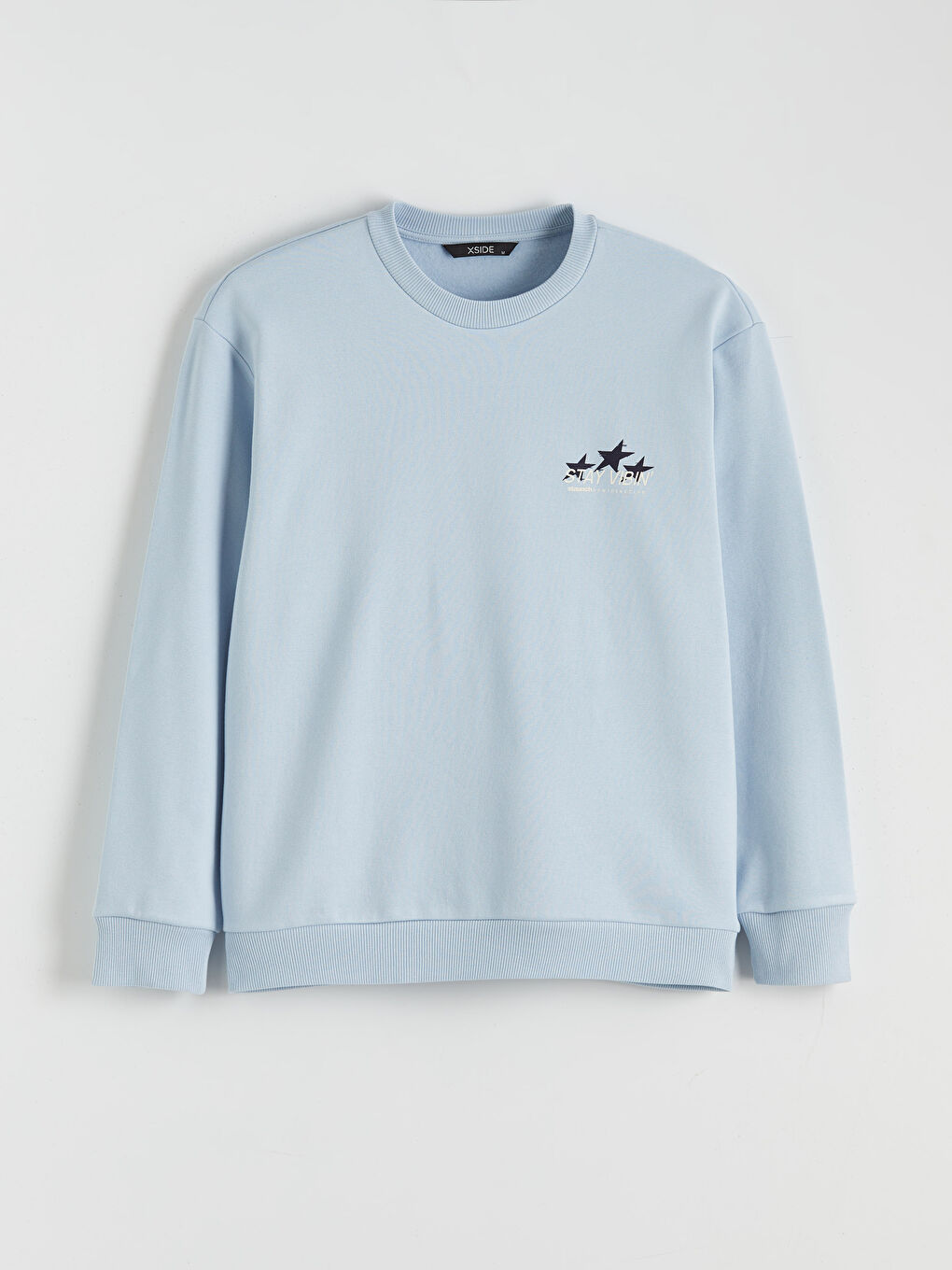 Mavi Bisiklet Yaka Baskılı Erkek Sweatshirt-4