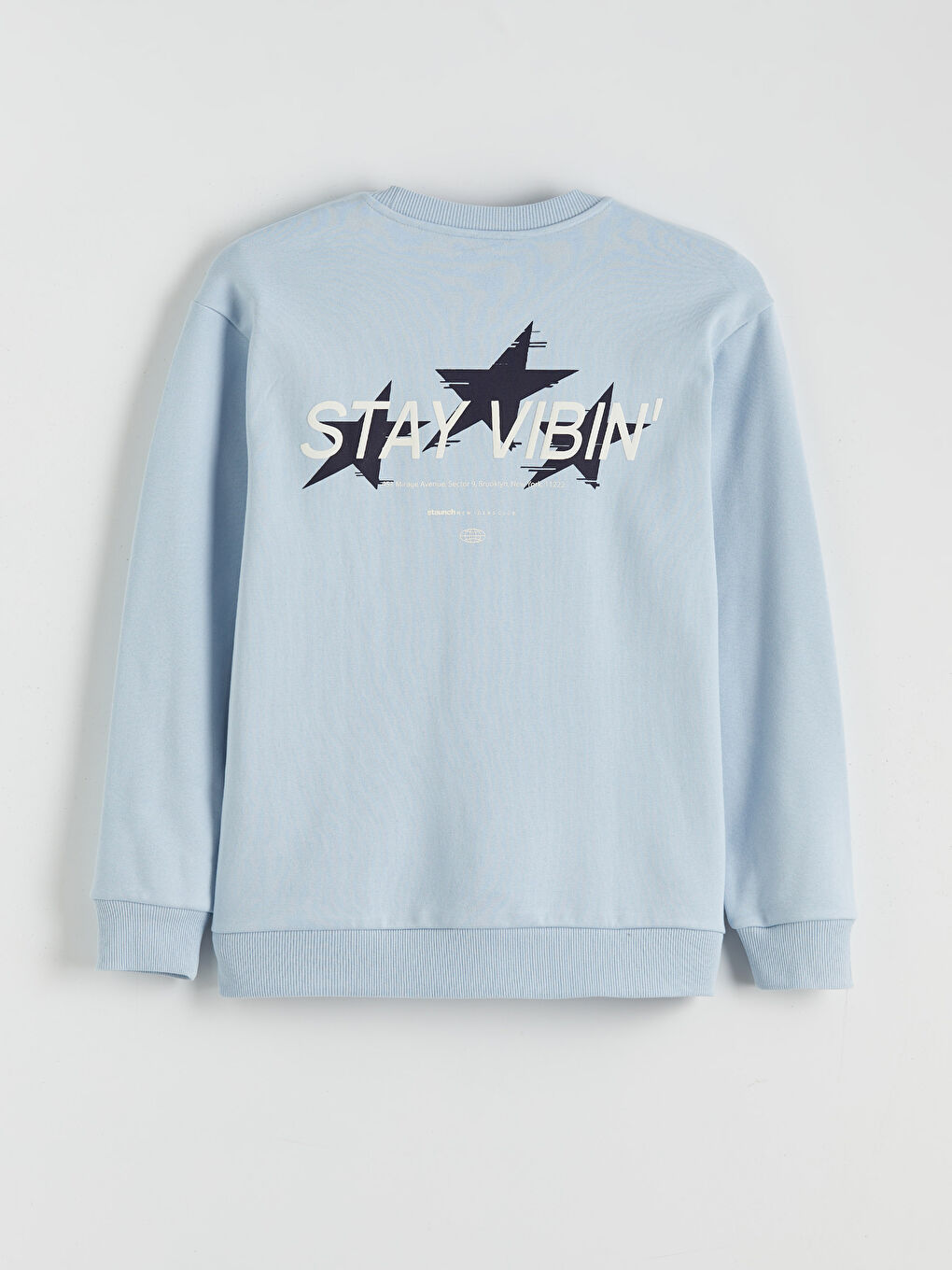 Mavi Bisiklet Yaka Baskılı Erkek Sweatshirt-5