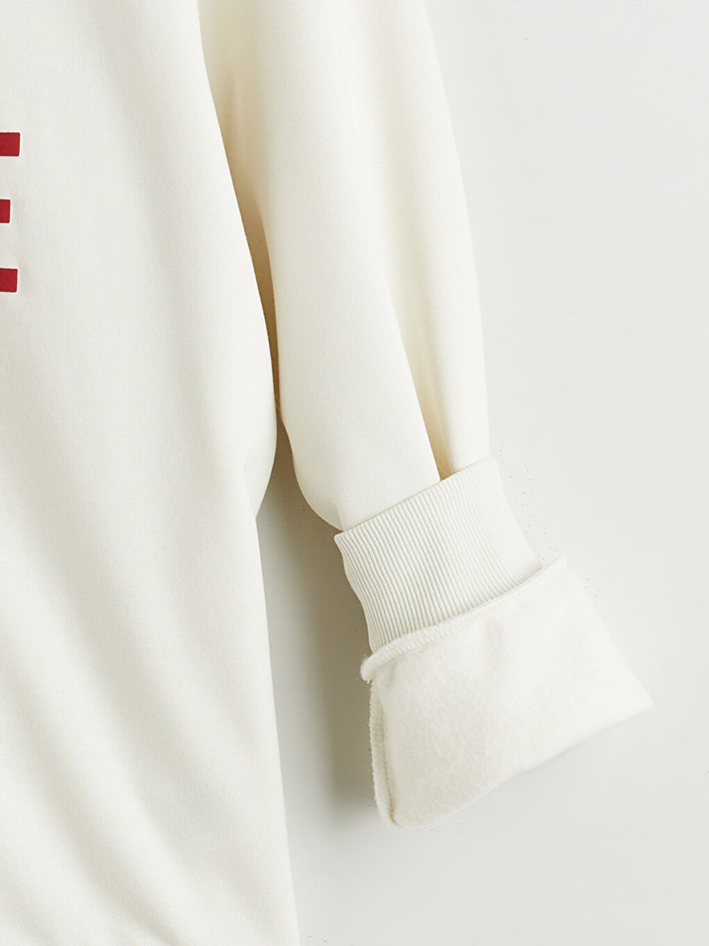 Bej Bisiklet Yaka Baskılı Erkek Kalın Sweatshirt-5