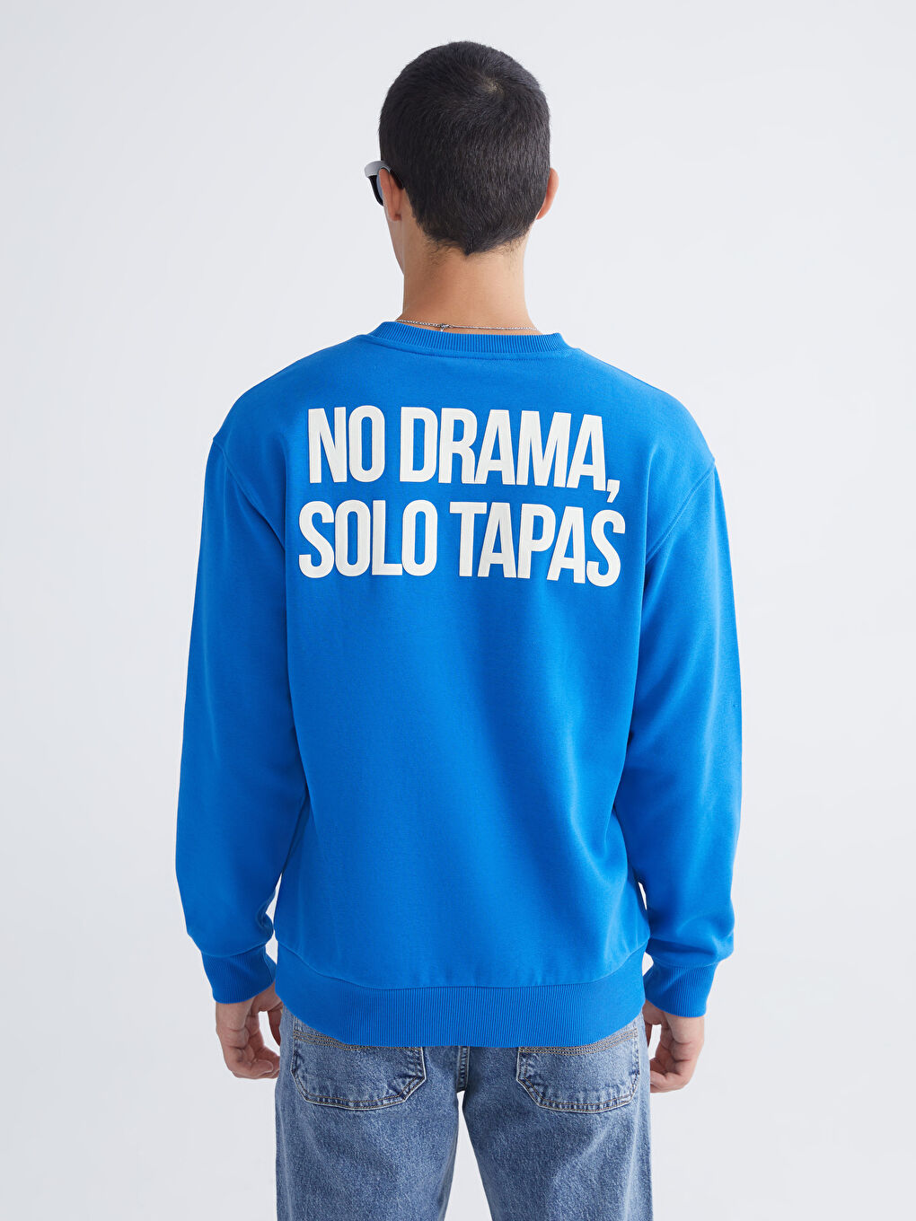 Mavi Bisiklet Yaka Erkek Kalın Sweatshirt-3