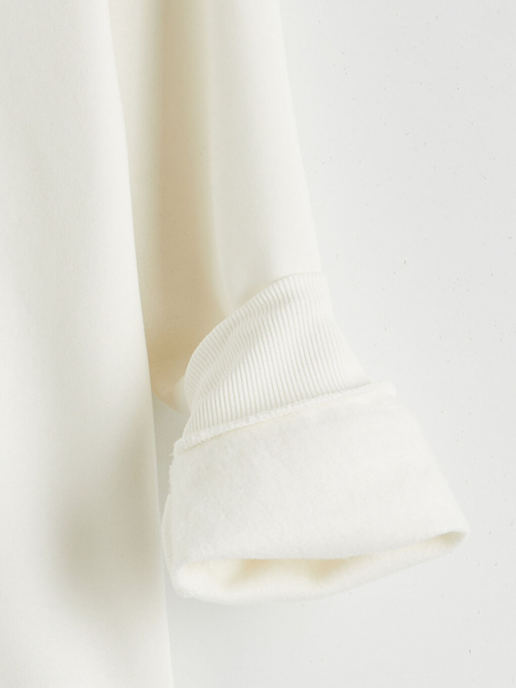 Ekru Bisiklet Yaka Baskılı Erkek Kalın Sweatshirt-6