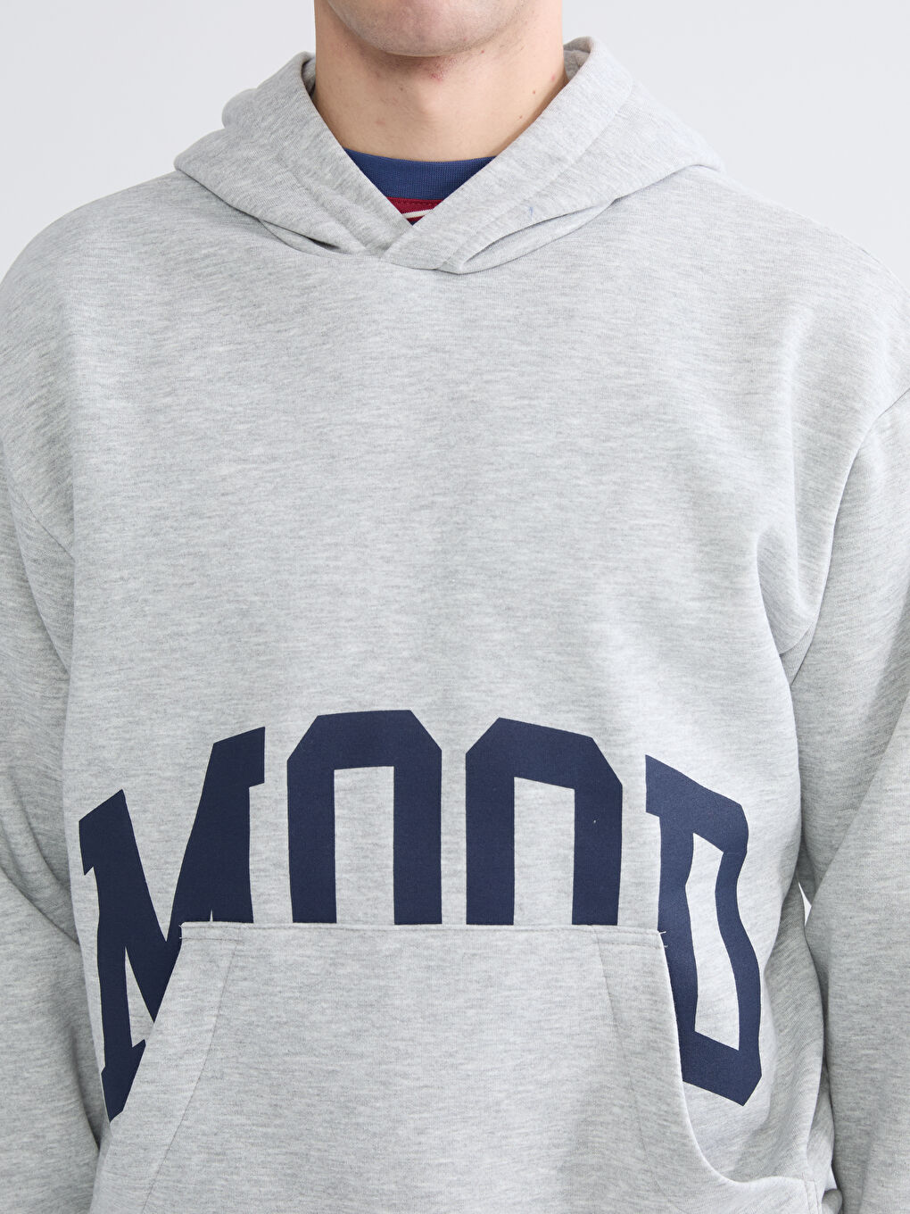 Beyaz Uzun Kollu Baskılı Erkek Kalın Hoodie-2