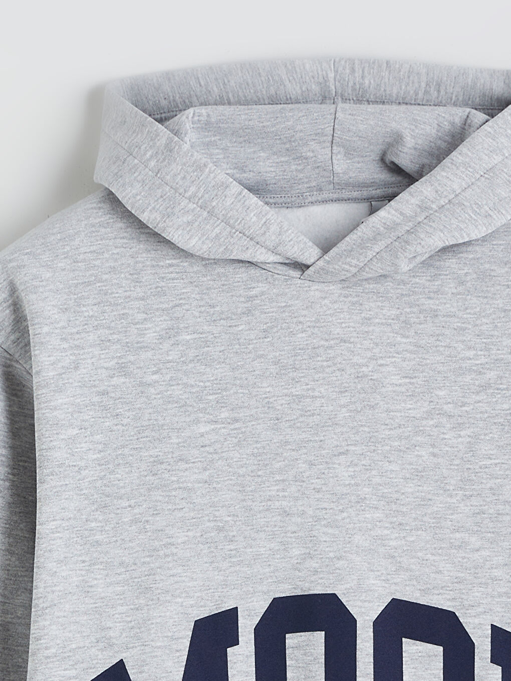 Beyaz Uzun Kollu Baskılı Erkek Kalın Hoodie-5