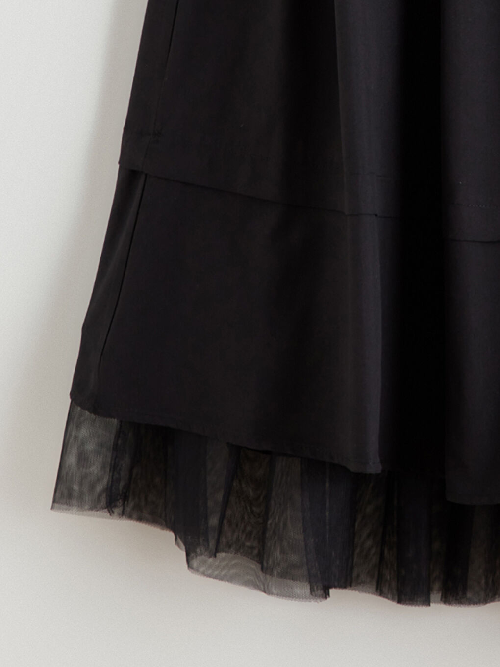 Siyah Beli Lastikli Poplin Kloş Etek-5