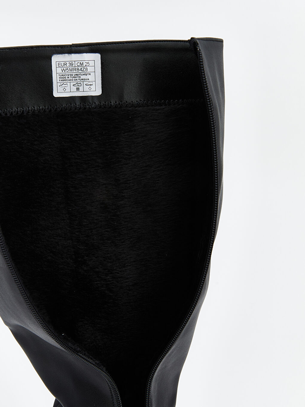 Siyah Deri Görünümlü Kadın Çizme-5