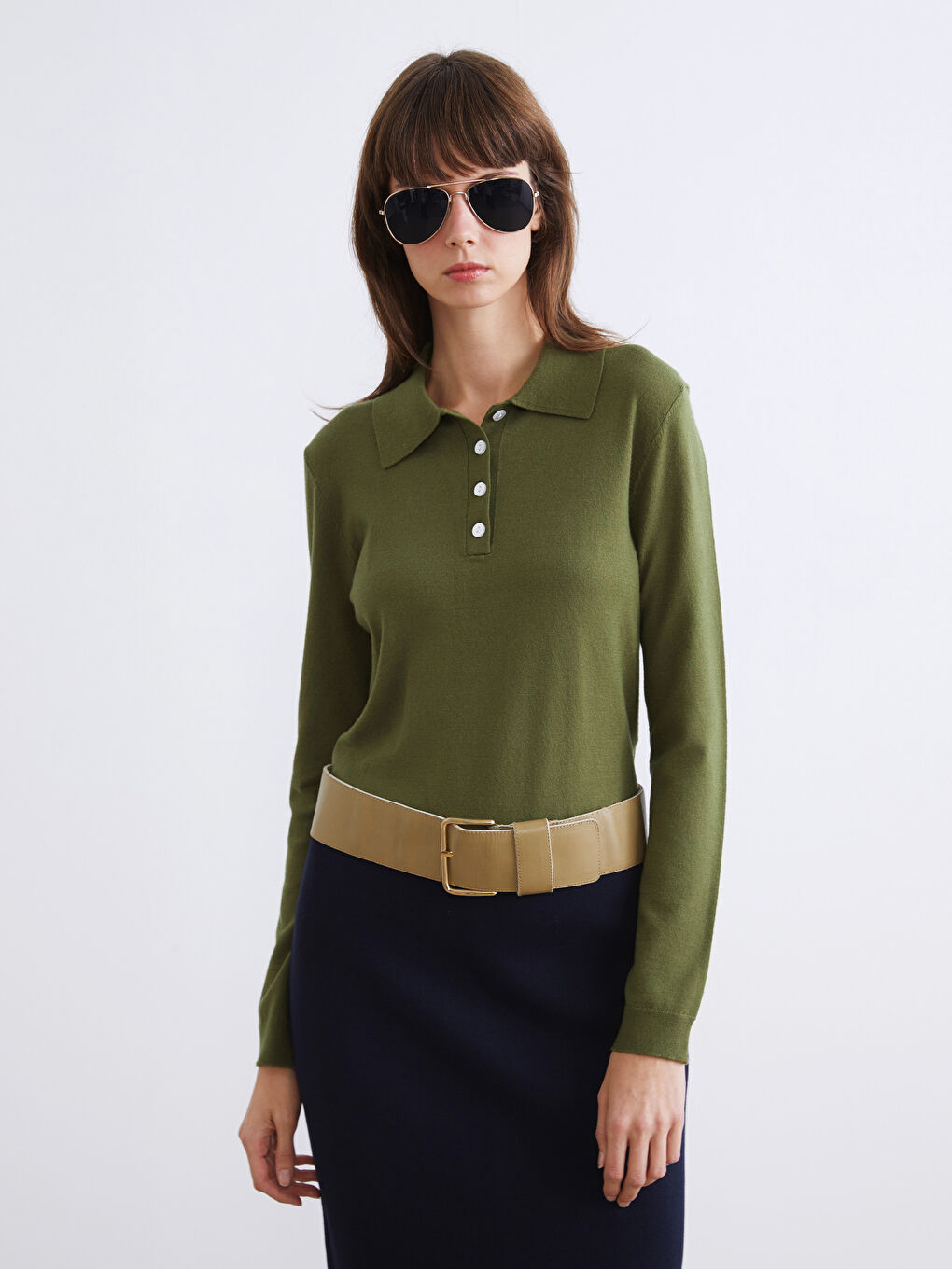 Polo Neck Women's Knitwear Sweater