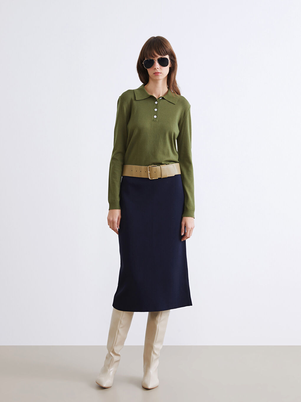 Polo Neck Women's Knitwear Sweater-1