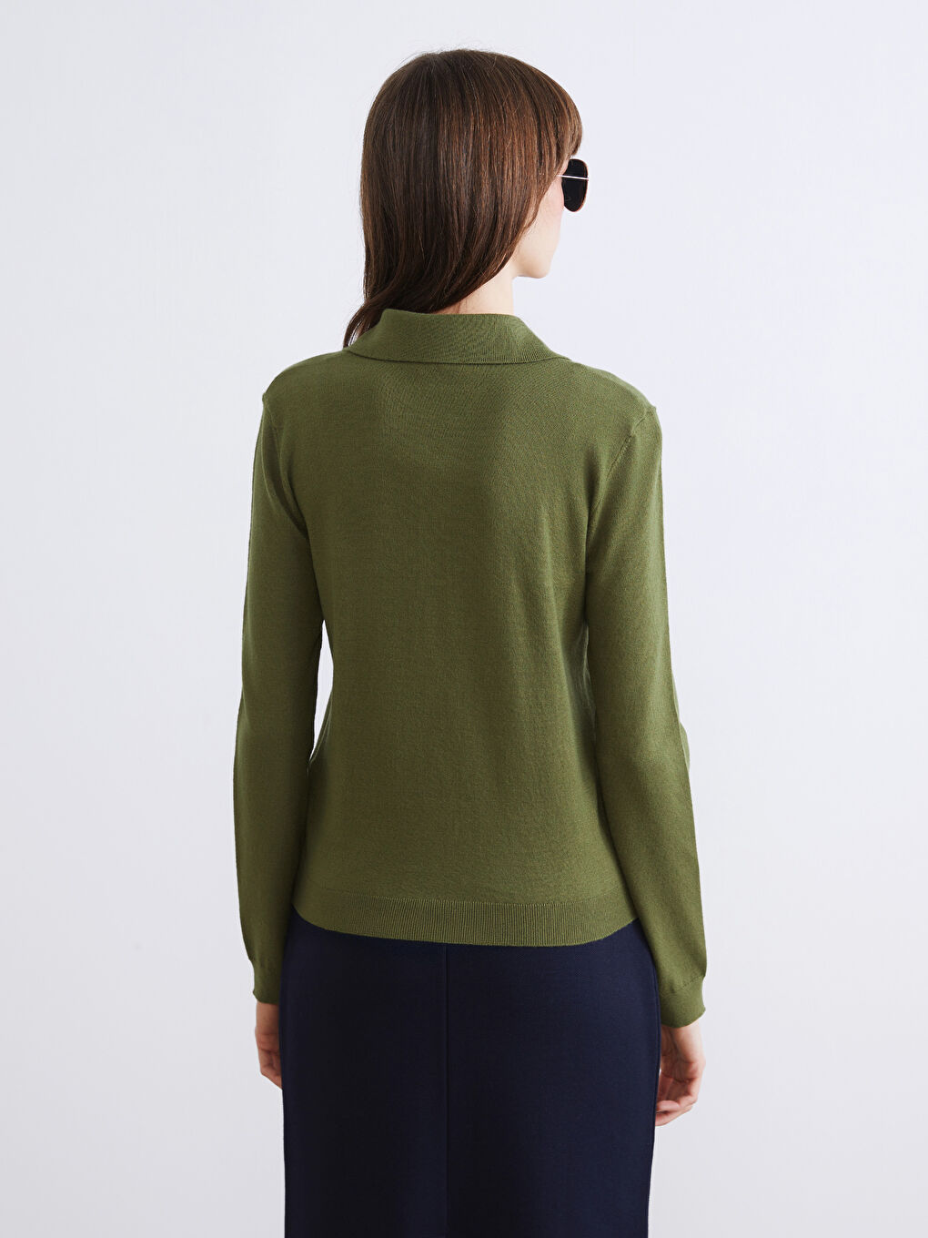 Polo Neck Women's Knitwear Sweater-3