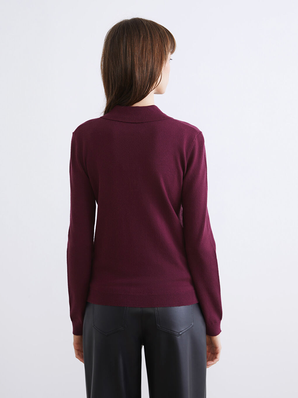 Polo Neck Women's Knitwear Sweater-3