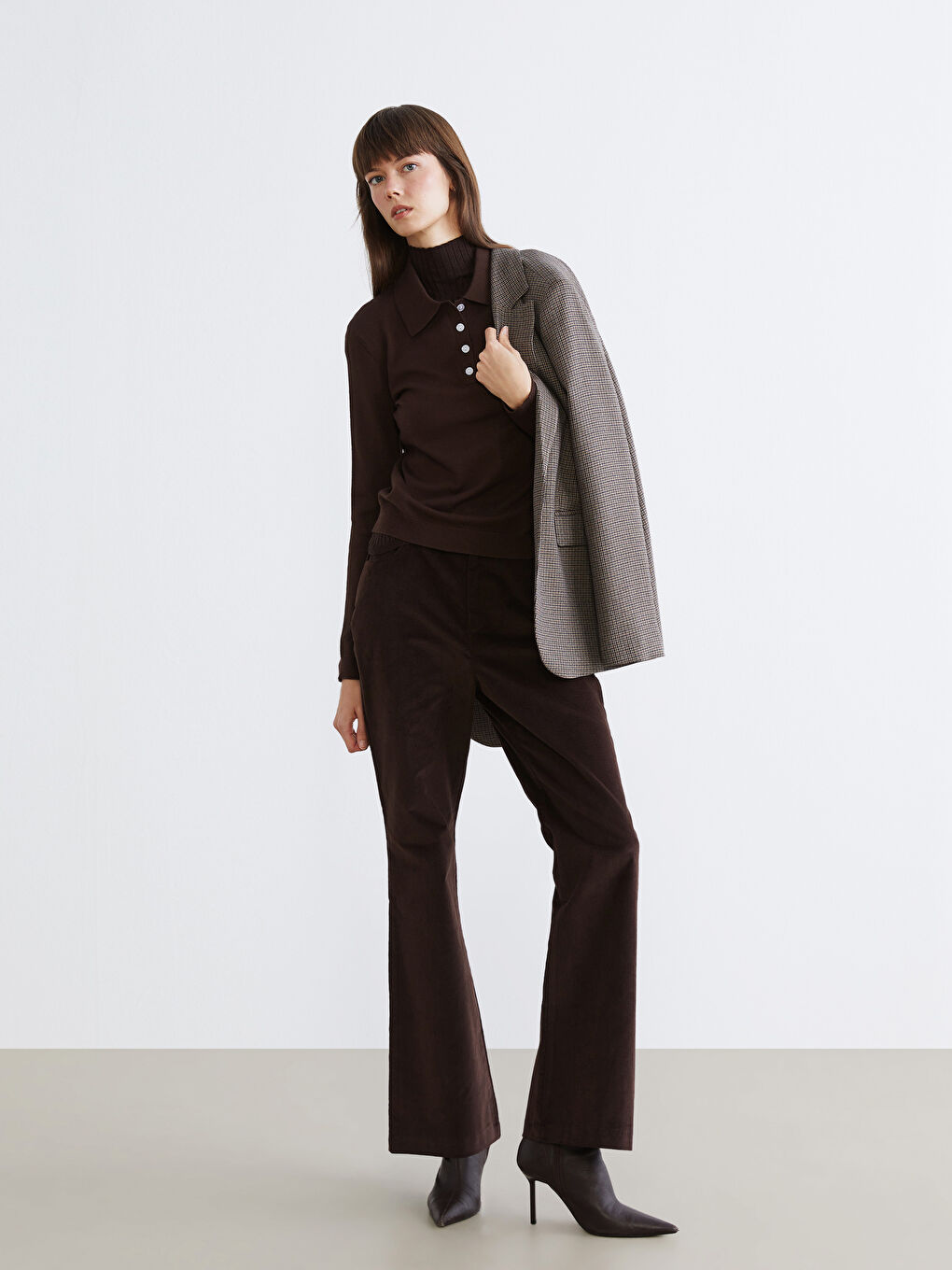 Polo Neck Women's Knitwear Sweater-1