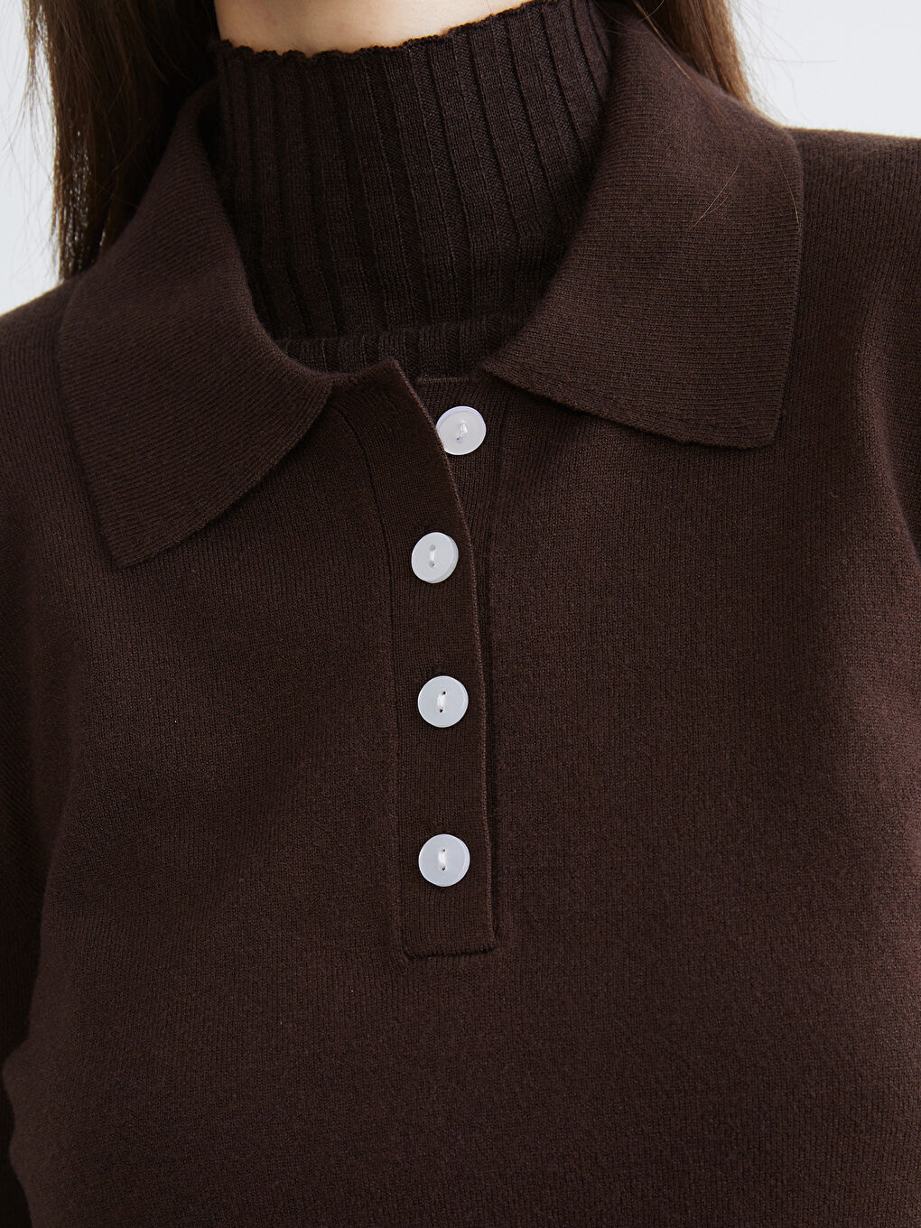 Polo Neck Women's Knitwear Sweater-2