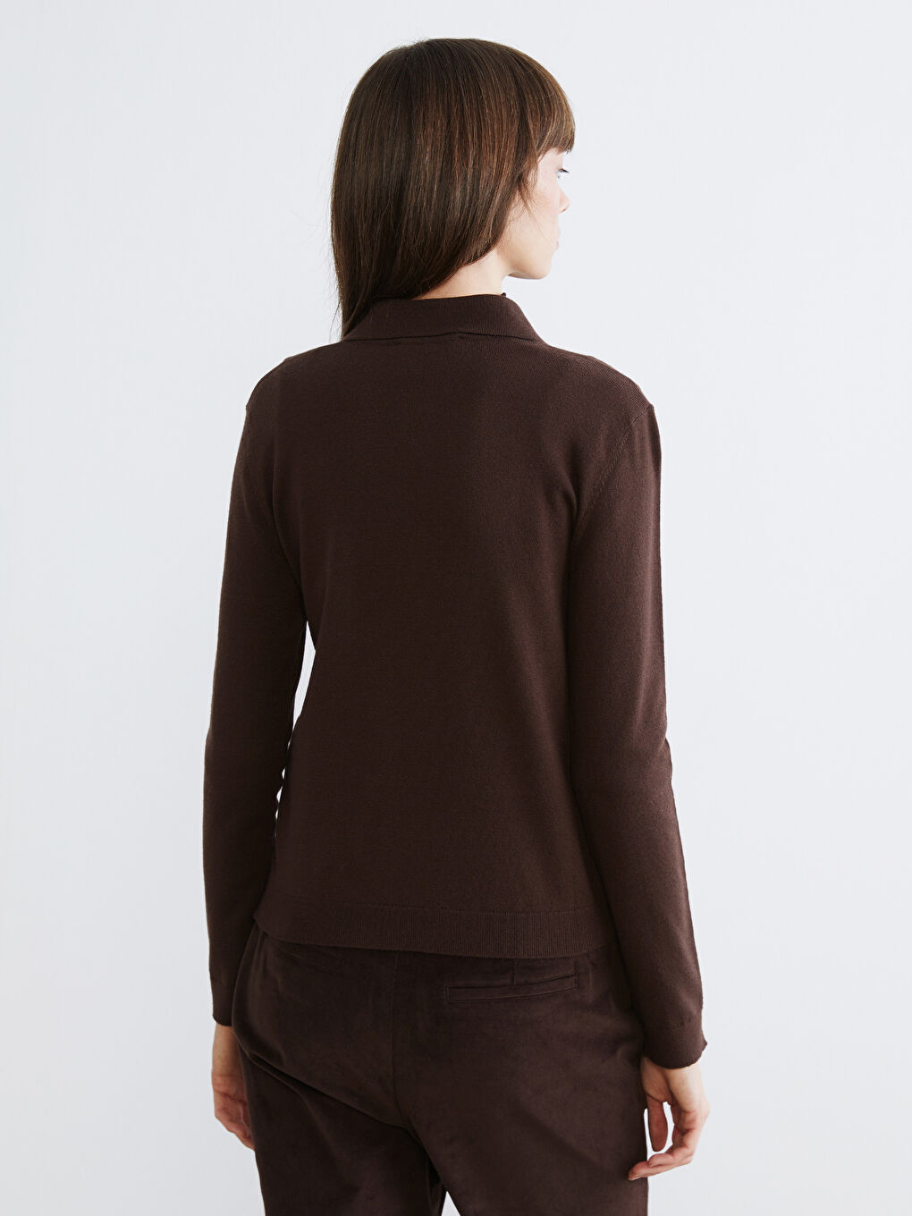 Polo Neck Women's Knitwear Sweater-3