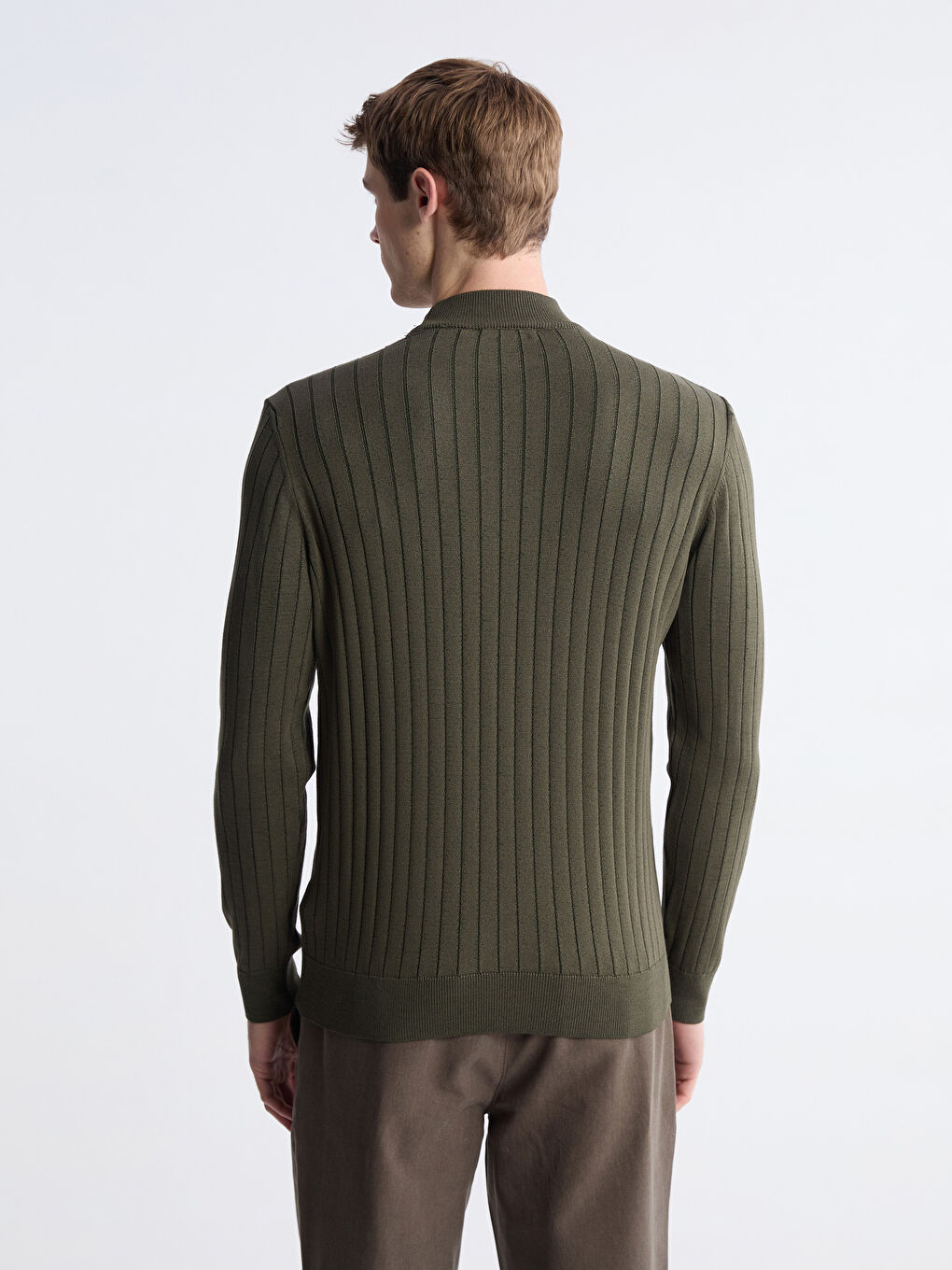 Haki Yarım Balıkçı Yaka Erkek Triko Kazak-3