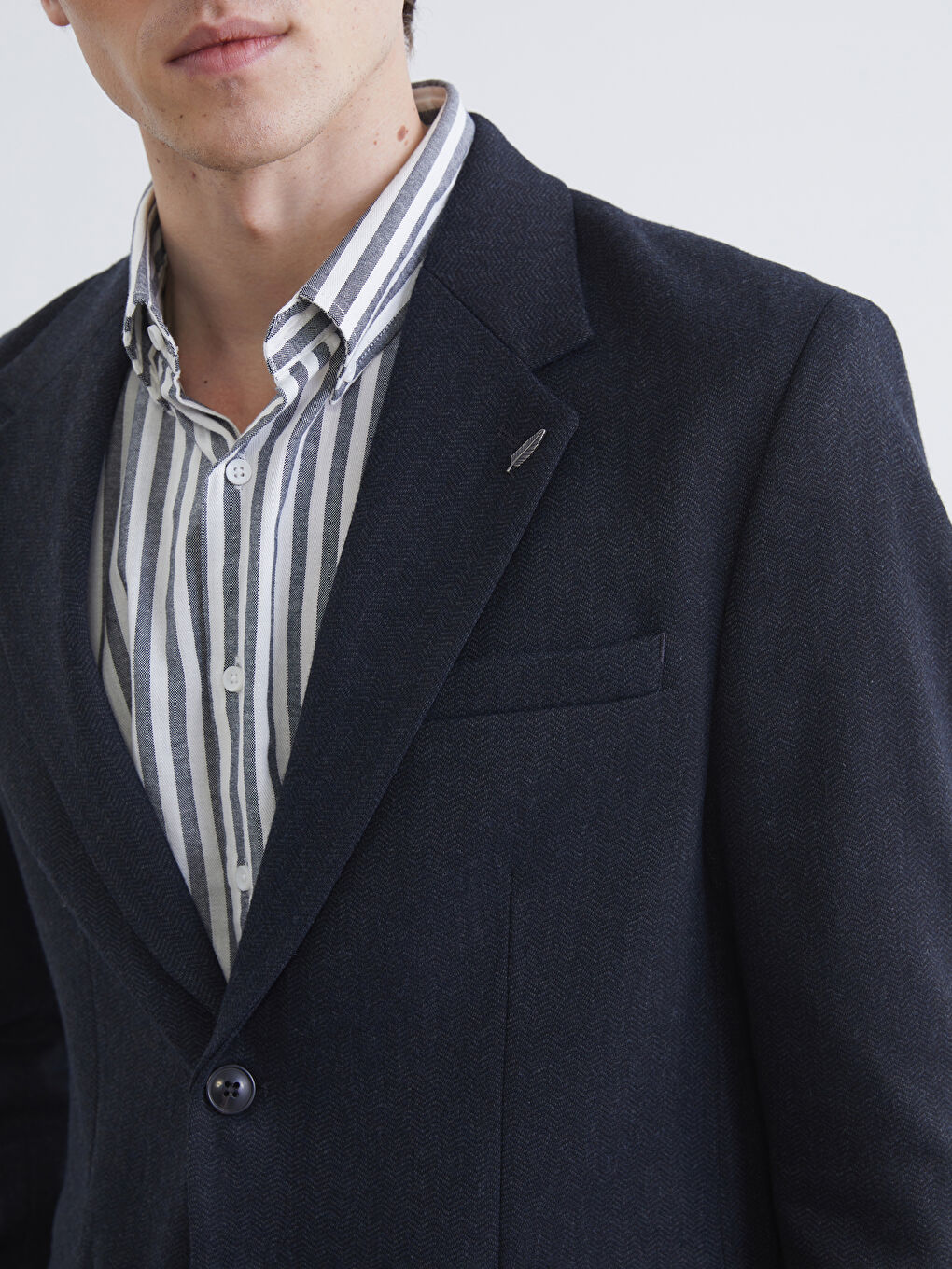 Lacivert Standart Kalıp Erkek Blazer Ceket-2