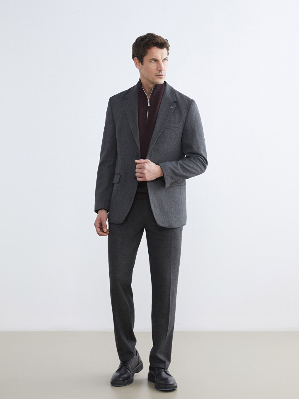 Antrasit Standart Kalıp Erkek Blazer Ceket-1