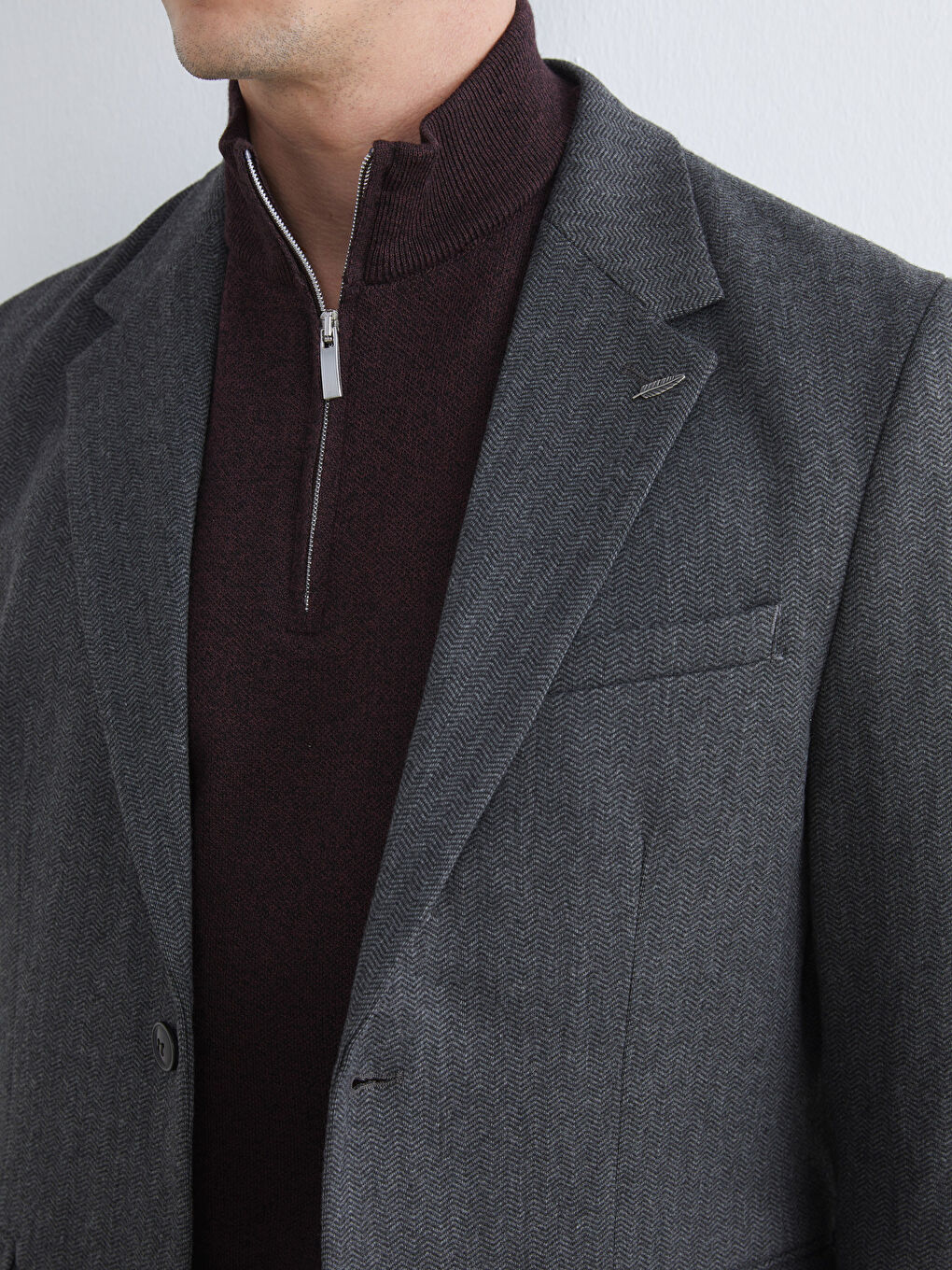 Antrasit Standart Kalıp Erkek Blazer Ceket-2